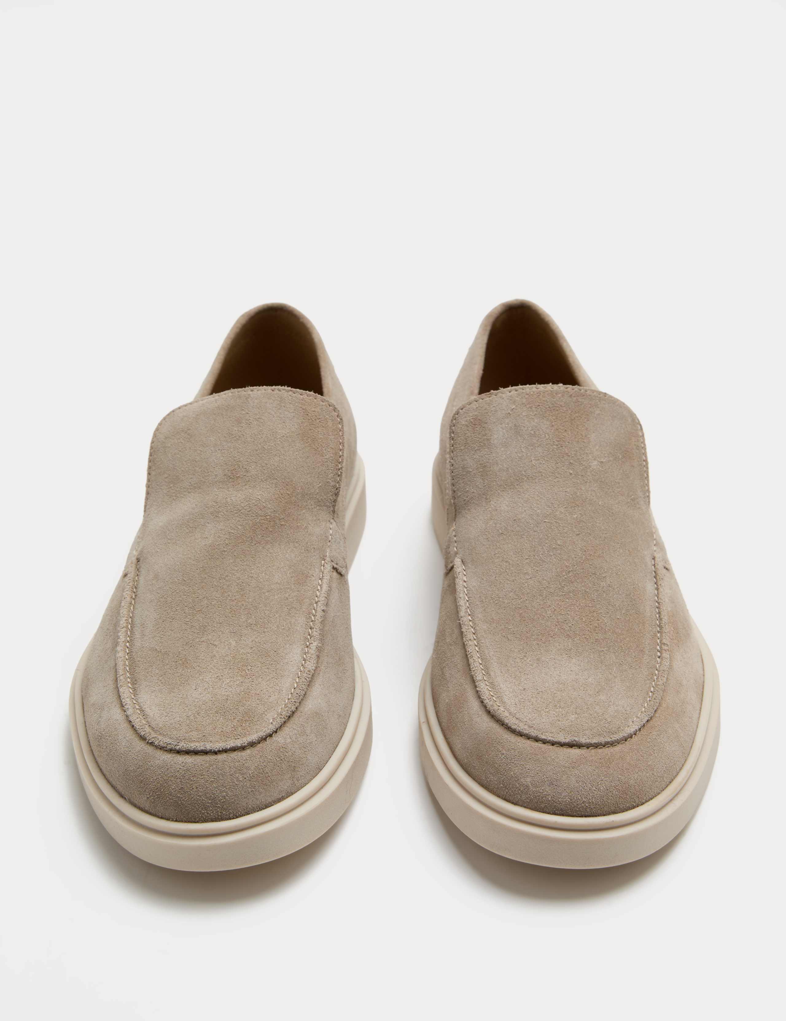 White Sole Suede Loafers