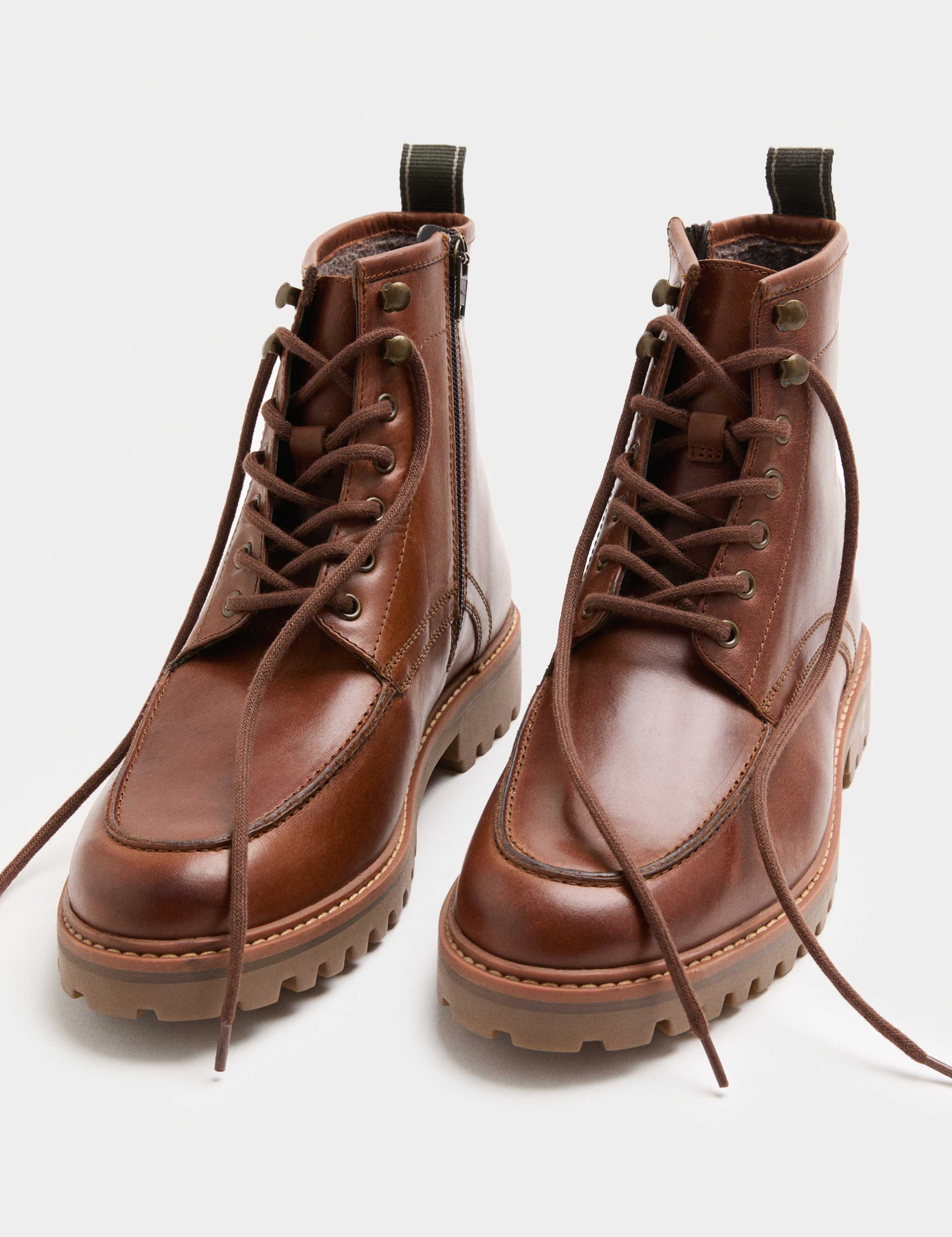 Leather Side Zip Casual Boots