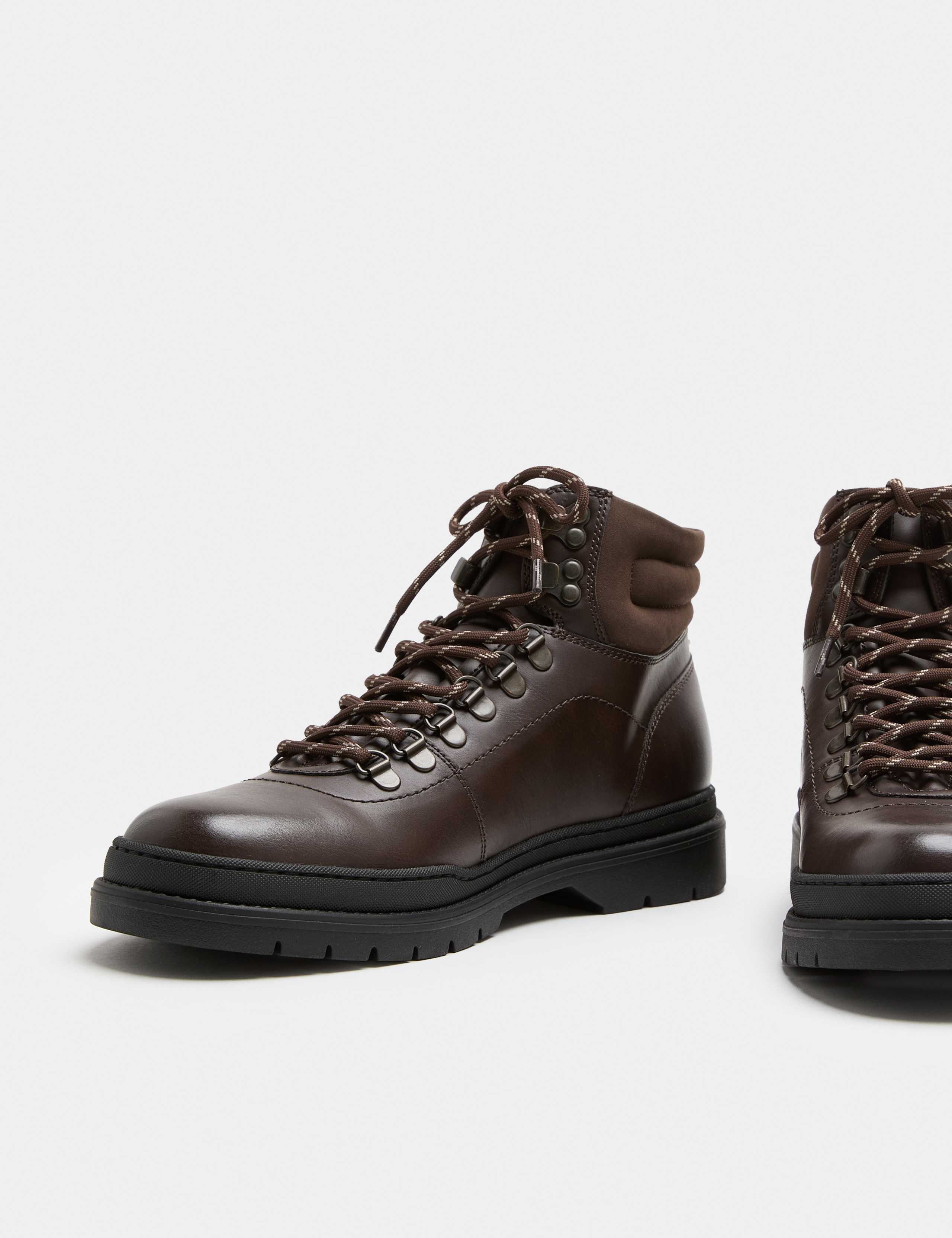 Faux Leather Lace Up Hiker Boots