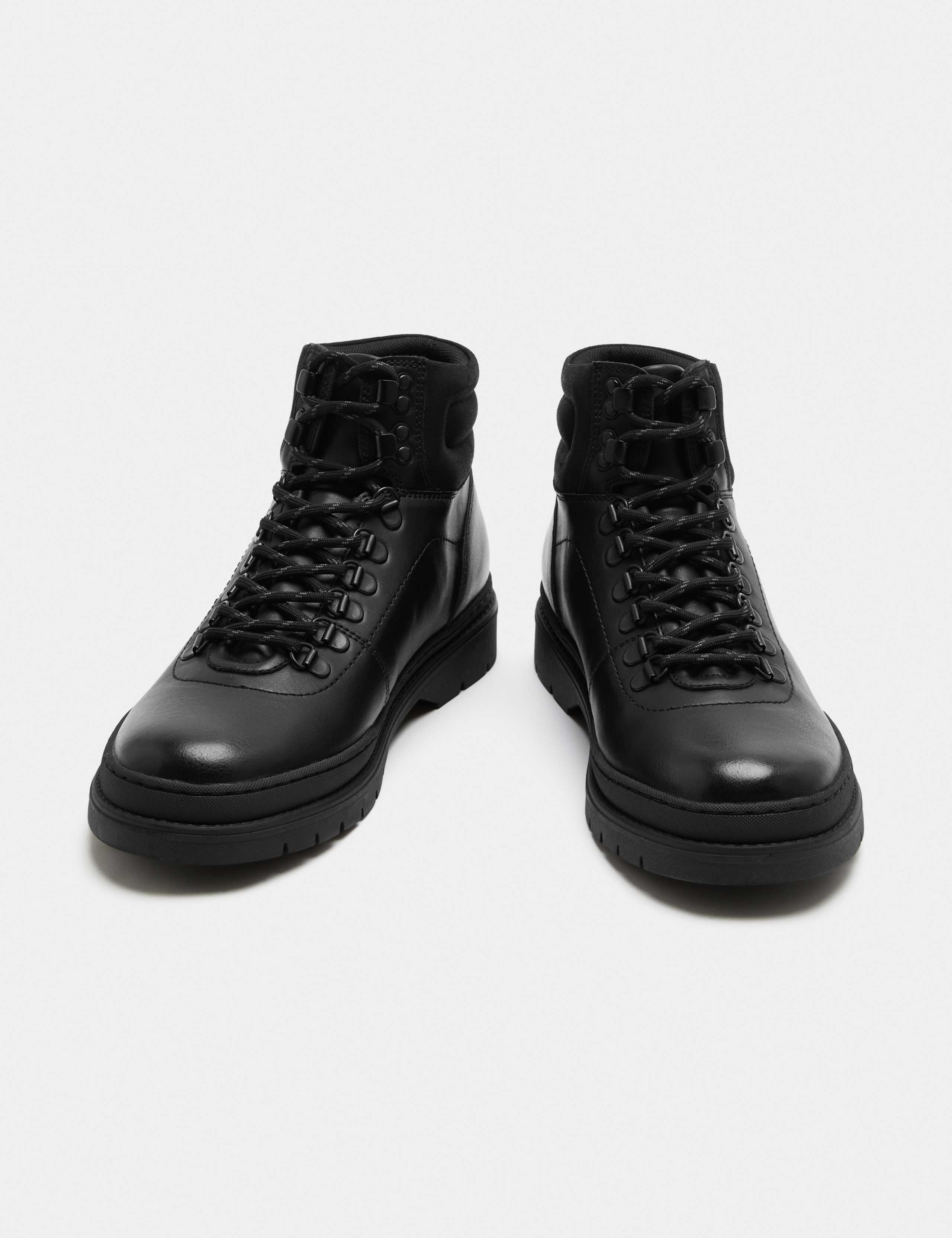 Faux Leather Lace Up Hiker Boots