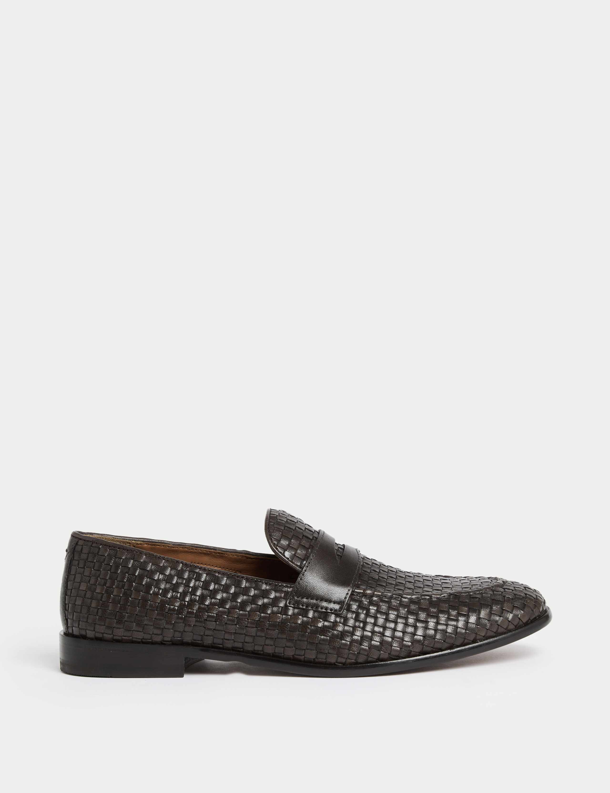 Woven Leather Slip-On Loafers