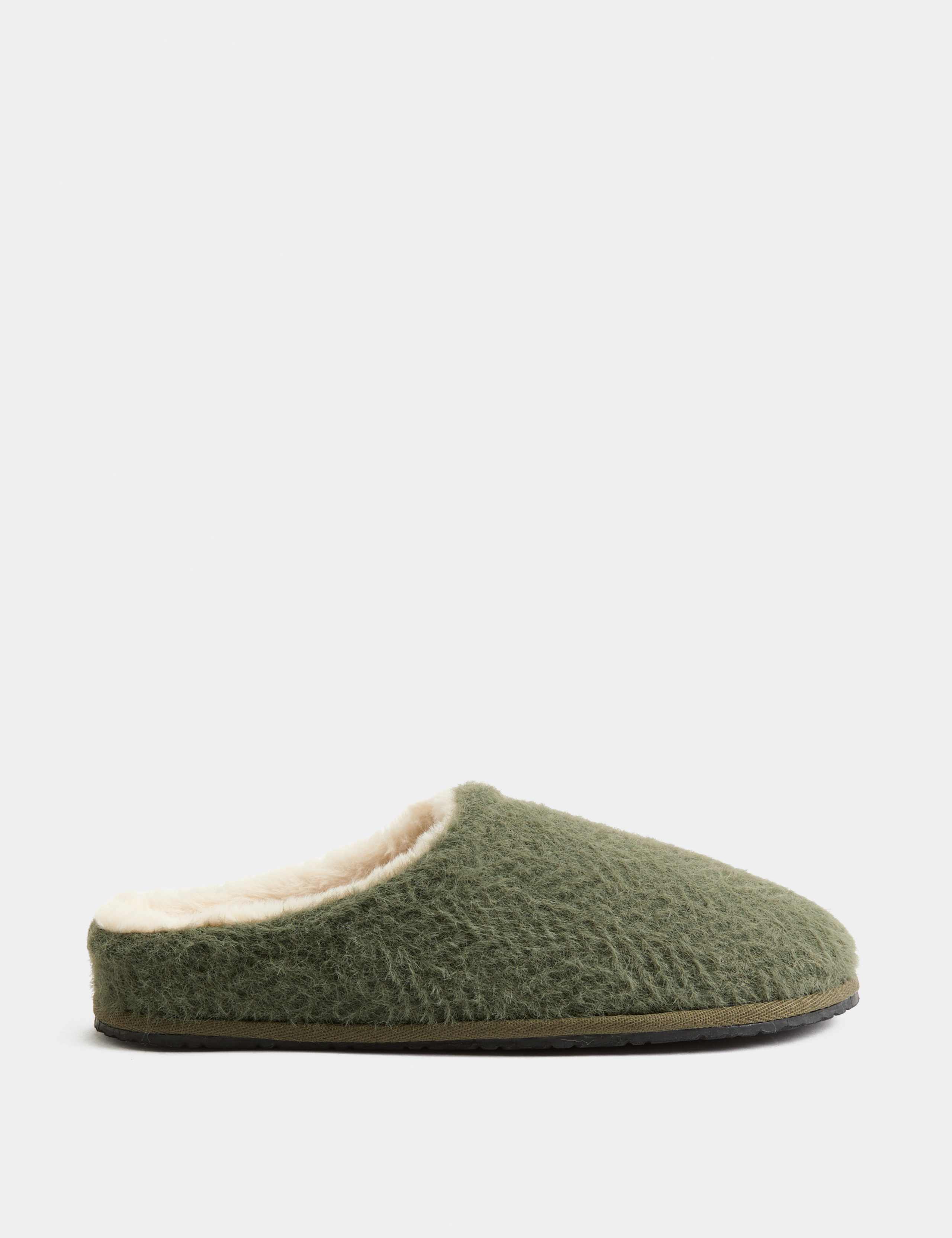 Fleece Lined Herringbone Mule Slippers