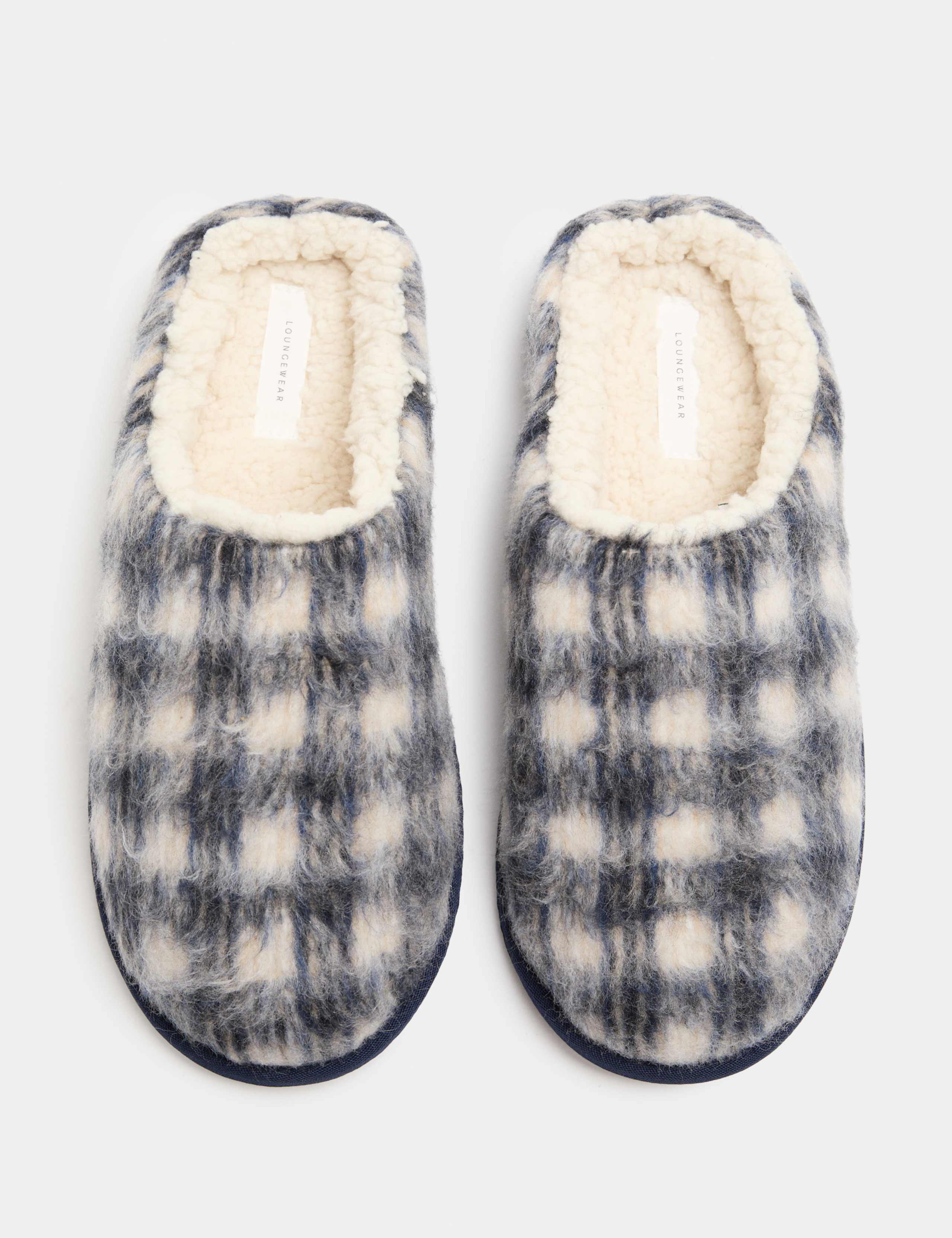 Brushed Checked Mule Slippers with Freshfeet™