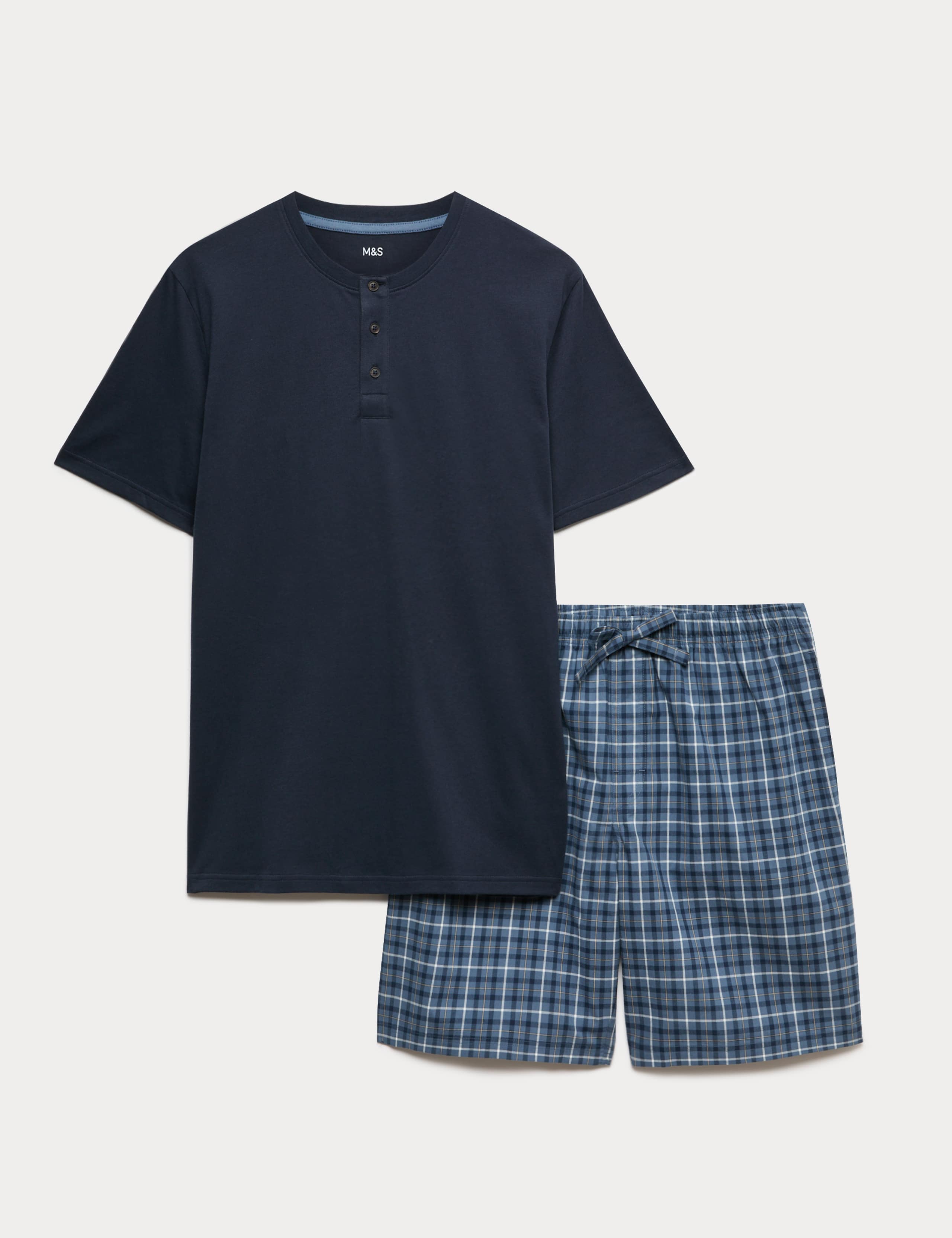 Pure Cotton Henley Checked Pyjama Set