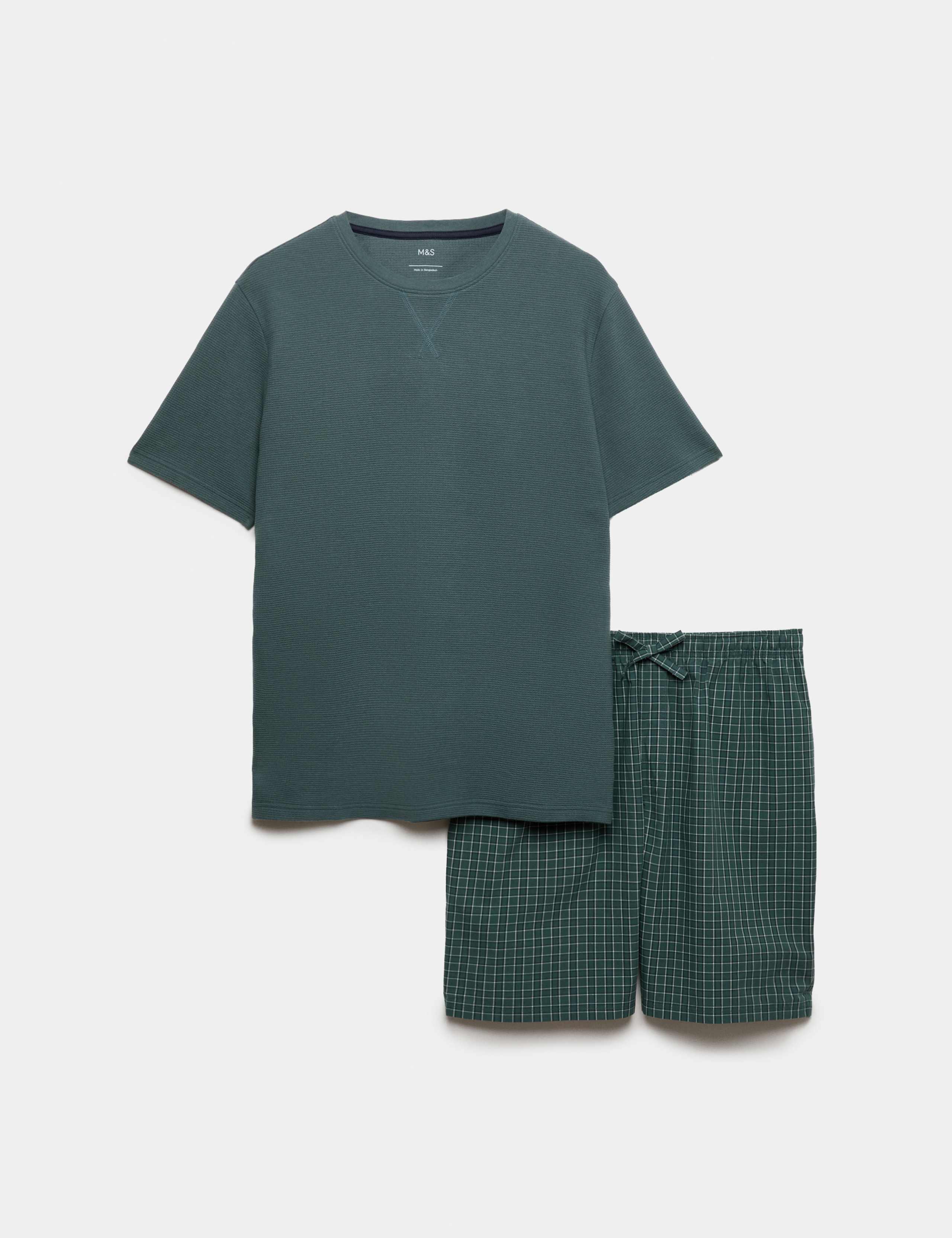 Cotton Rich Waffle Checked Pyjama Set