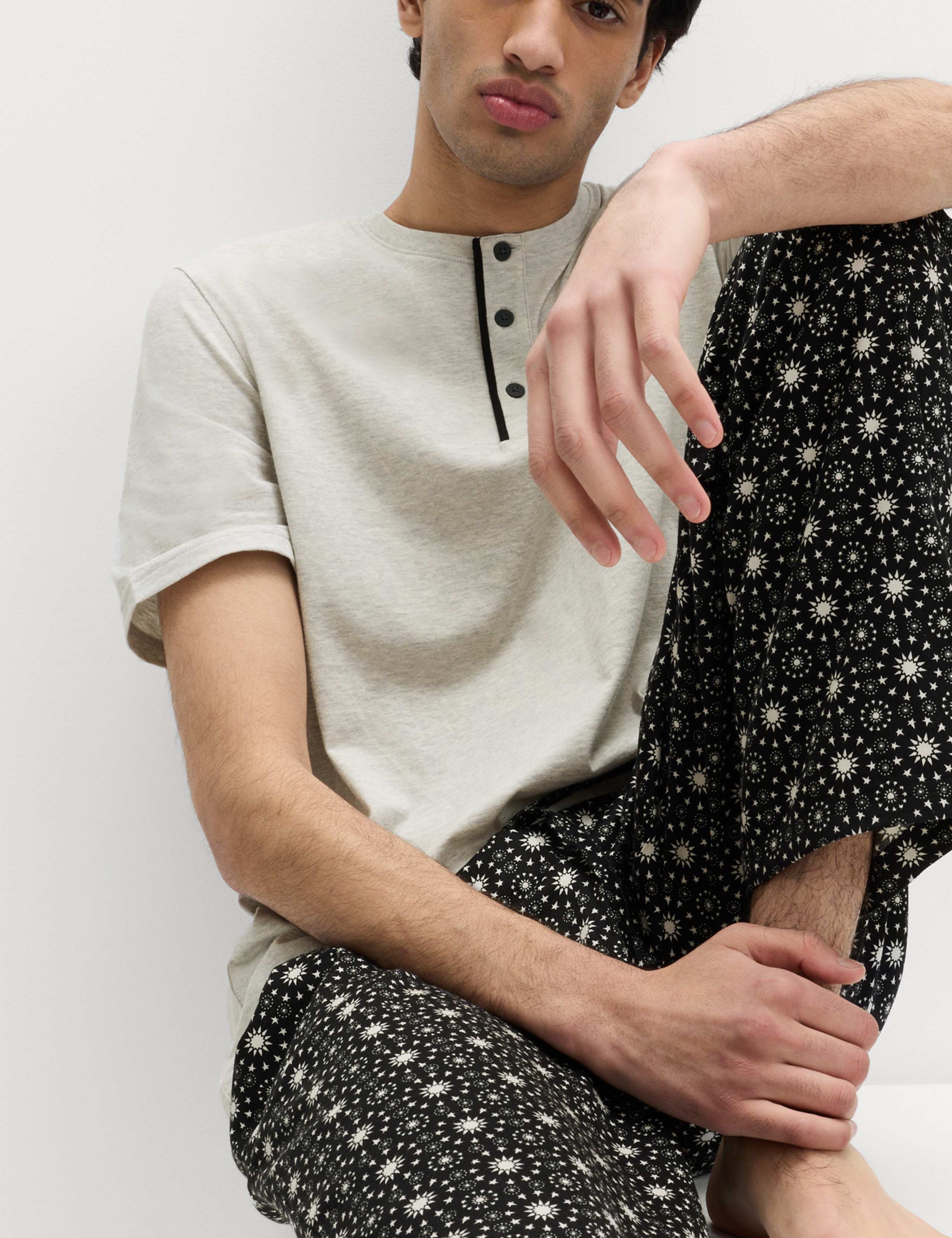 Pure Cotton Eid Printed Henley Pyjama Set