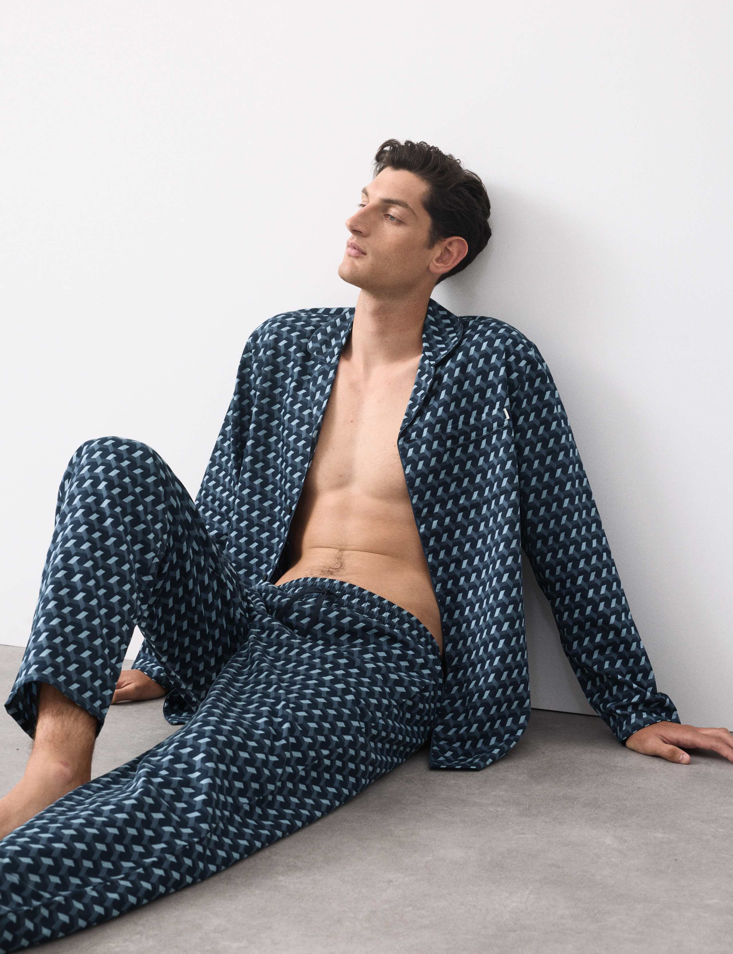 Cotton Rich Geometric Print Pyjama Top