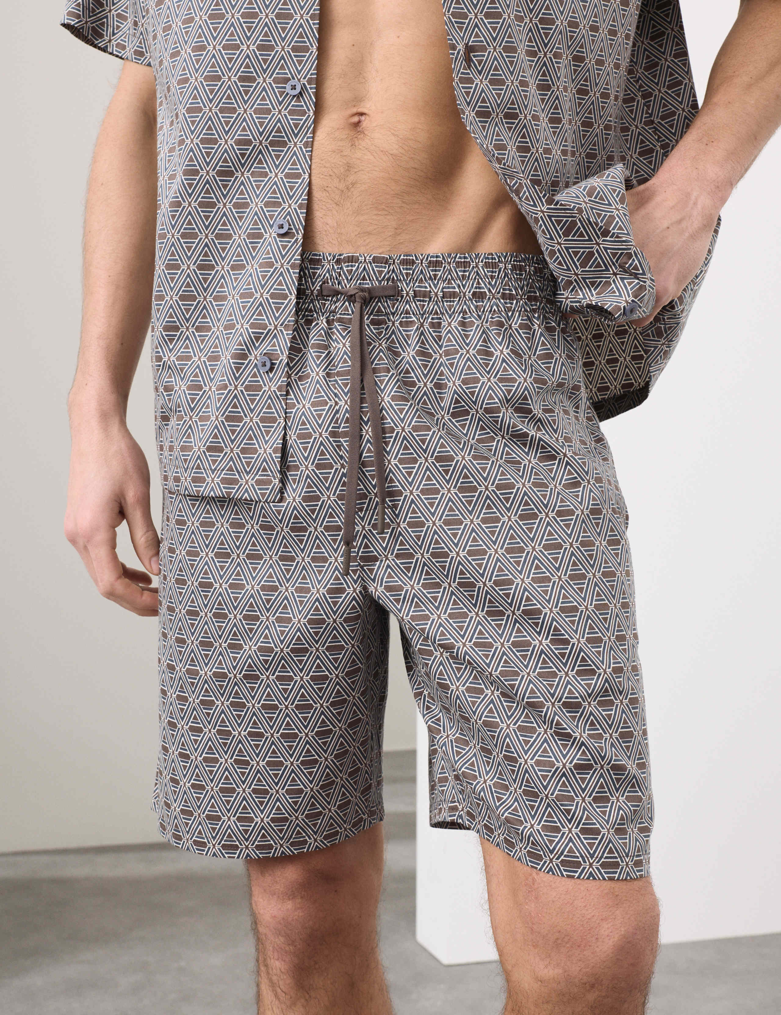 Cotton Rich Printed Pyjama Shorts