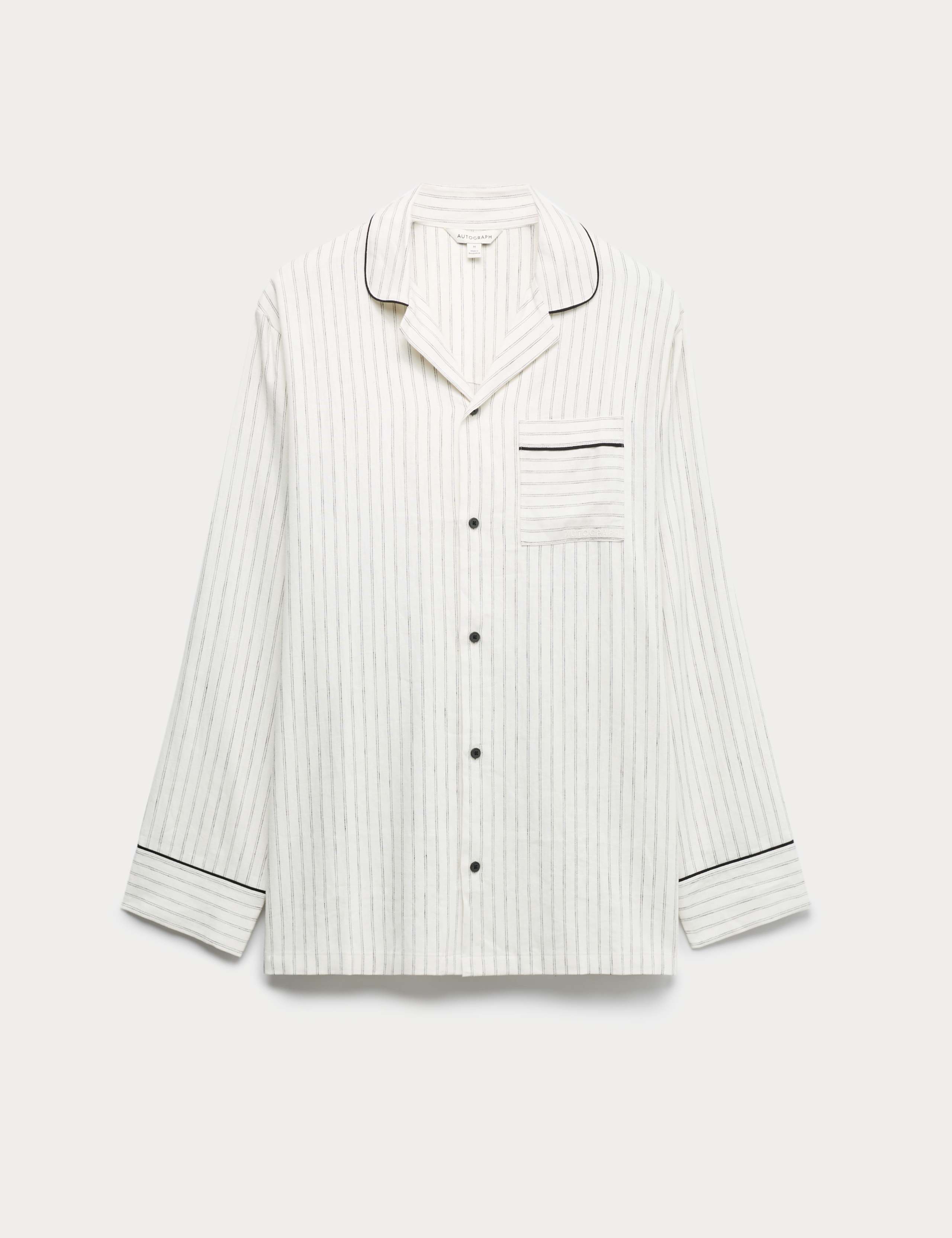 Linen Rich Striped Pyjama Top