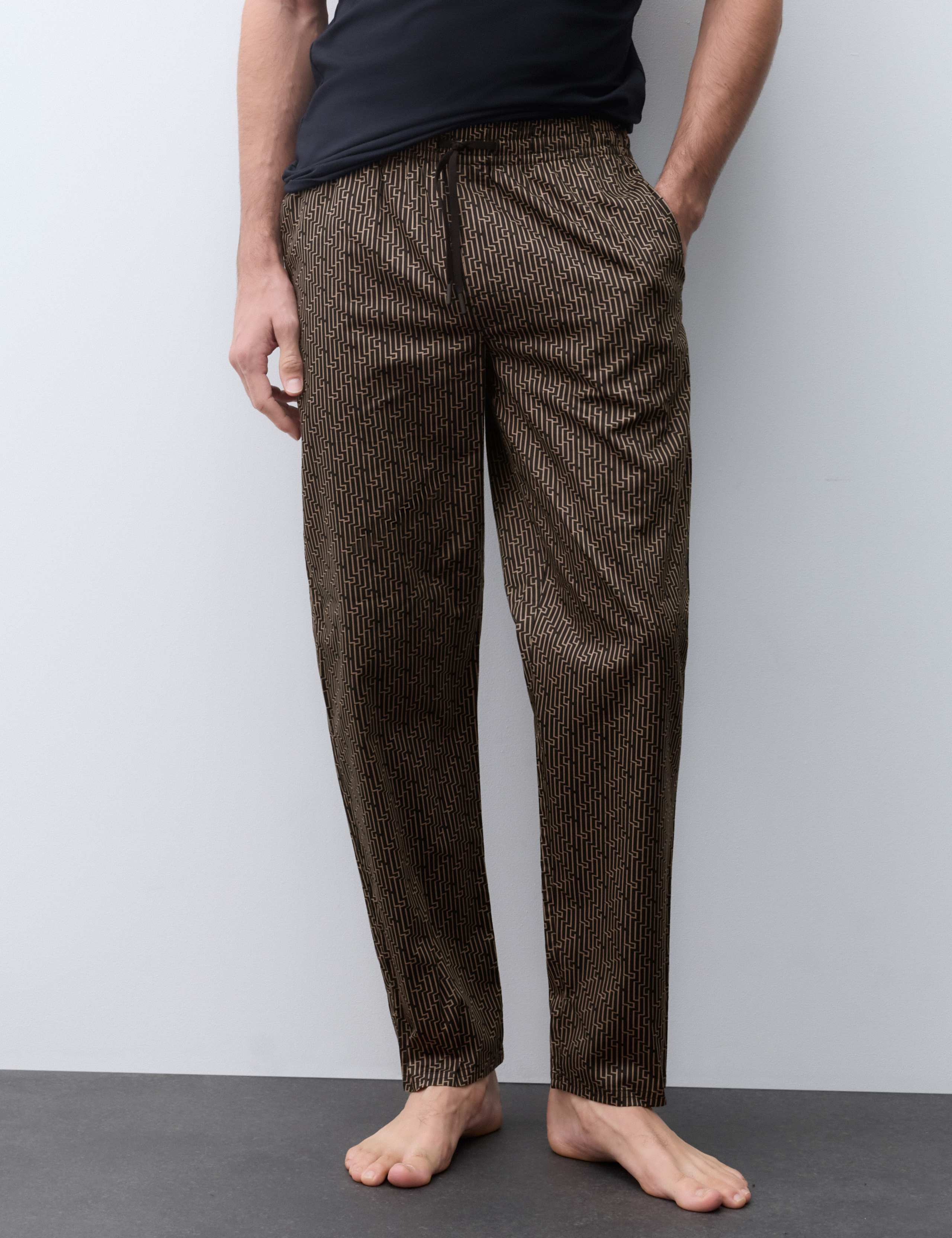 Cotton Rich Geometric Print Elasticated Pyjamas Bottoms