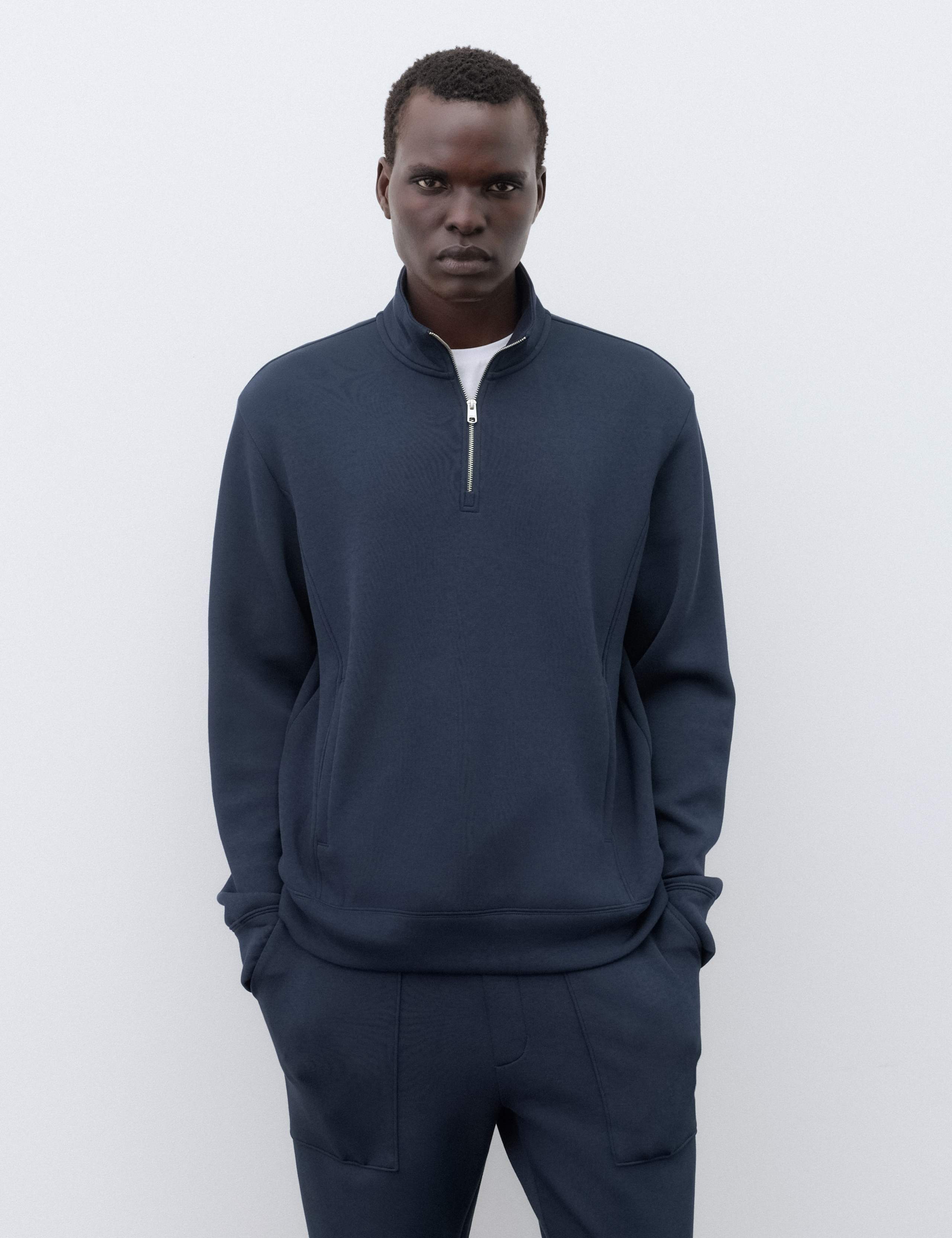 Modal Rich Scuba Half Zip Funnel Neck Top