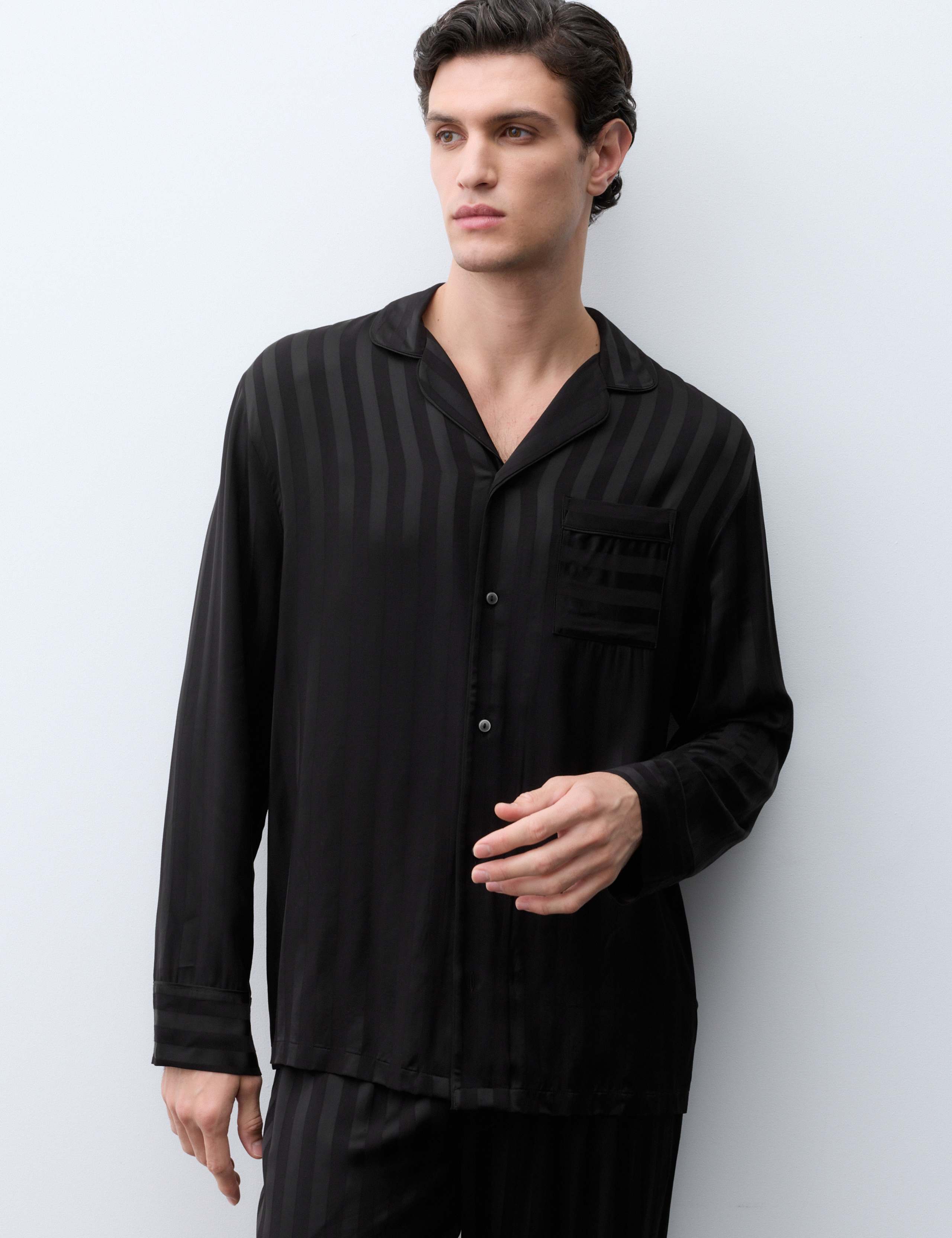 Satin Striped Woven Pyjama Top
