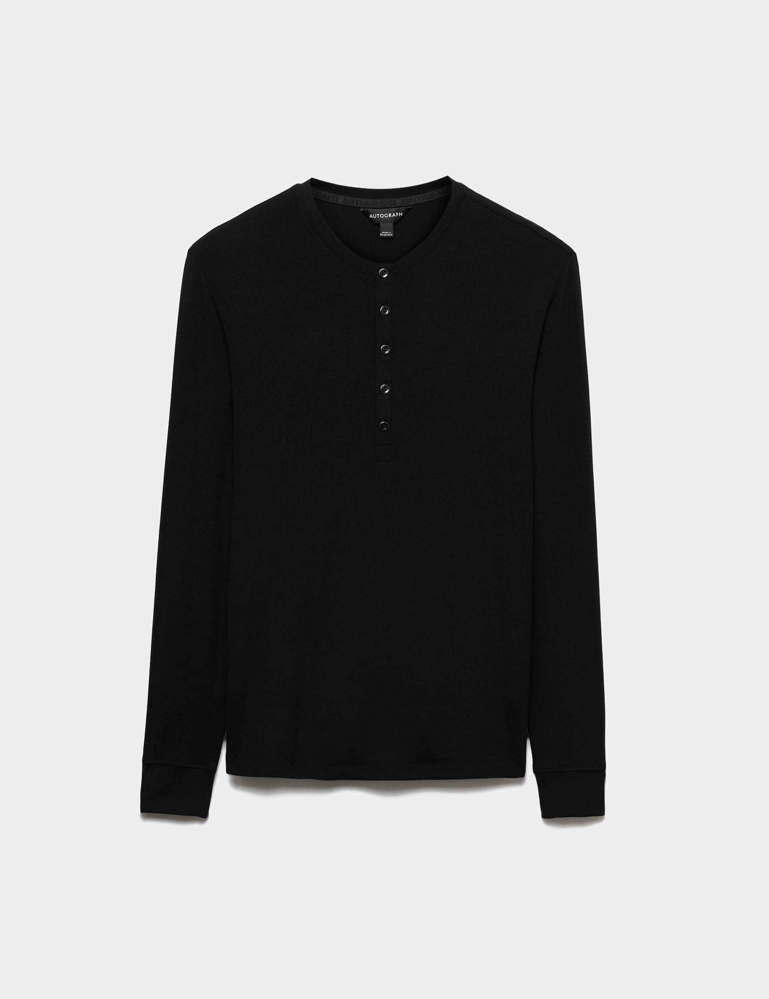 Cotton Modal Blend Textured Henley