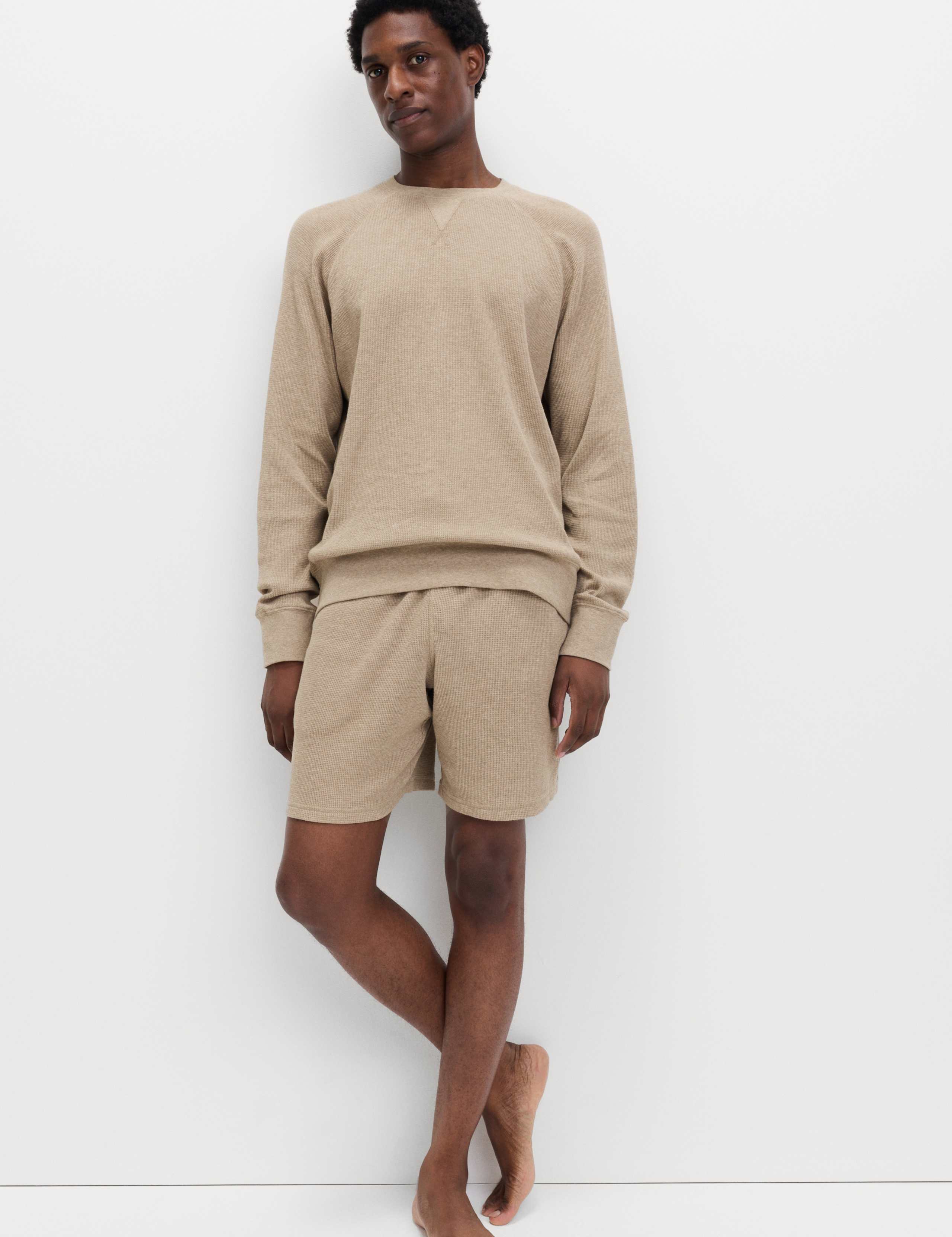 Pure Cotton Waffle Loungewear Sweatshirt