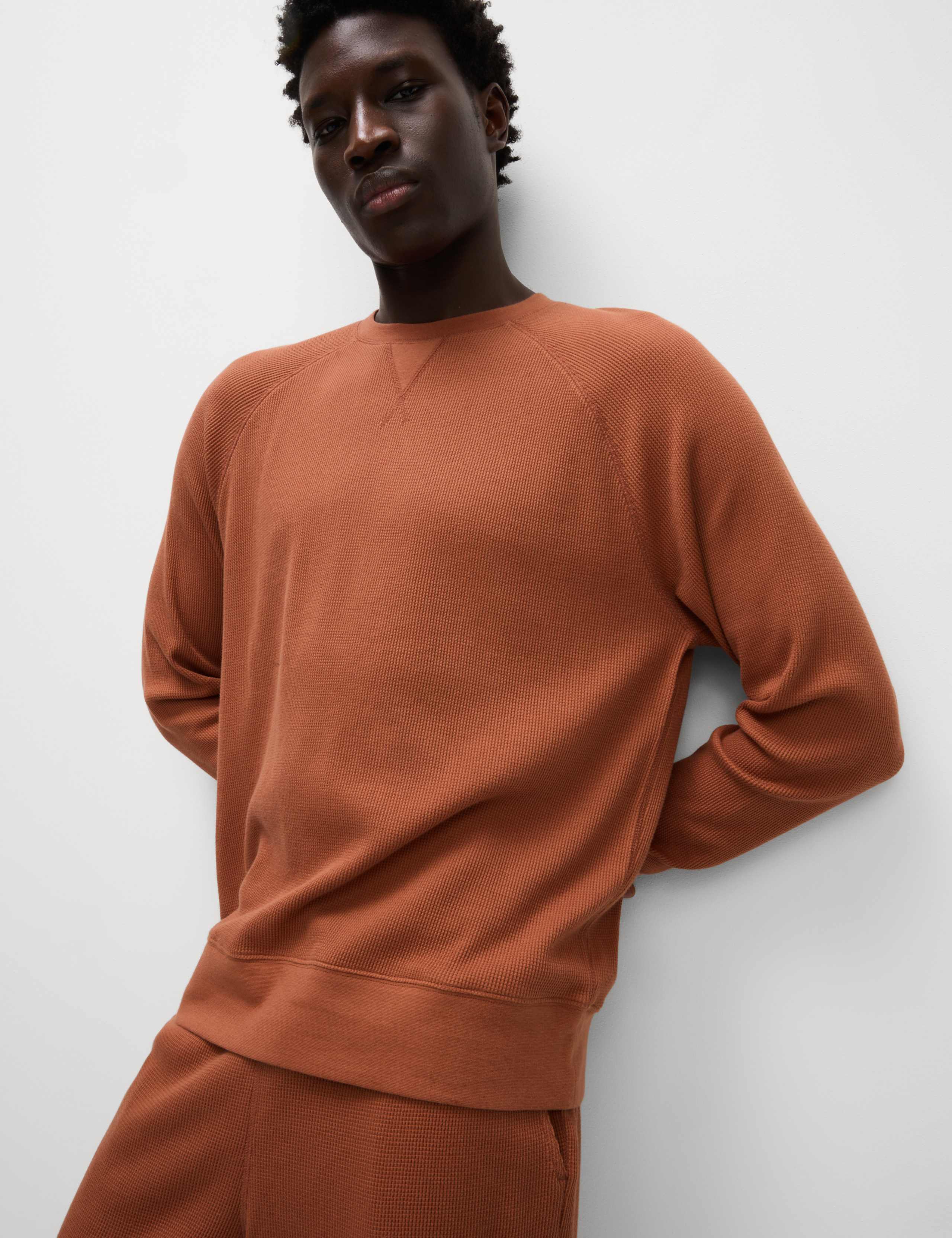 Pure Cotton Waffle Loungewear Sweatshirt