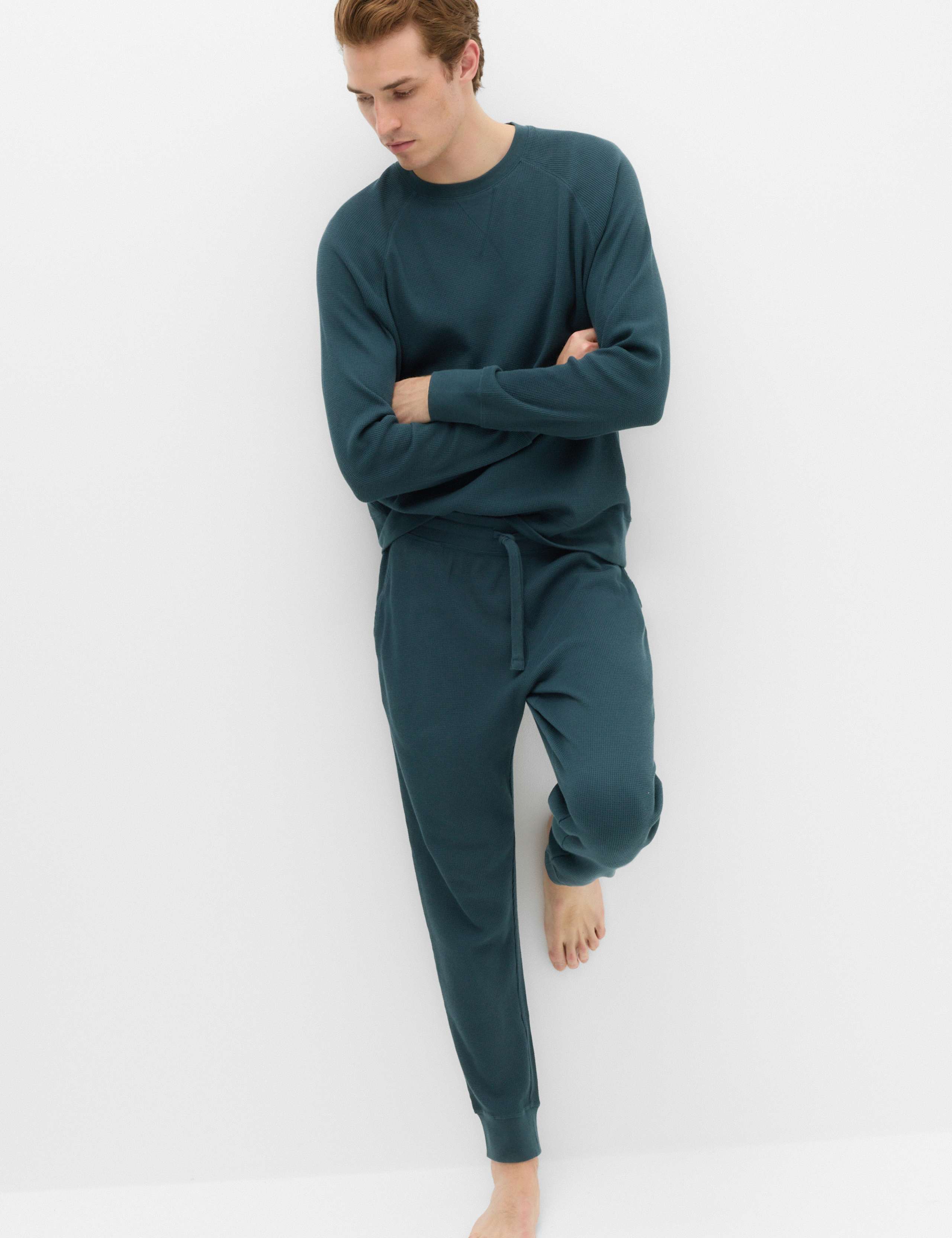 Pure Cotton Waffle Loungewear Sweatshirt