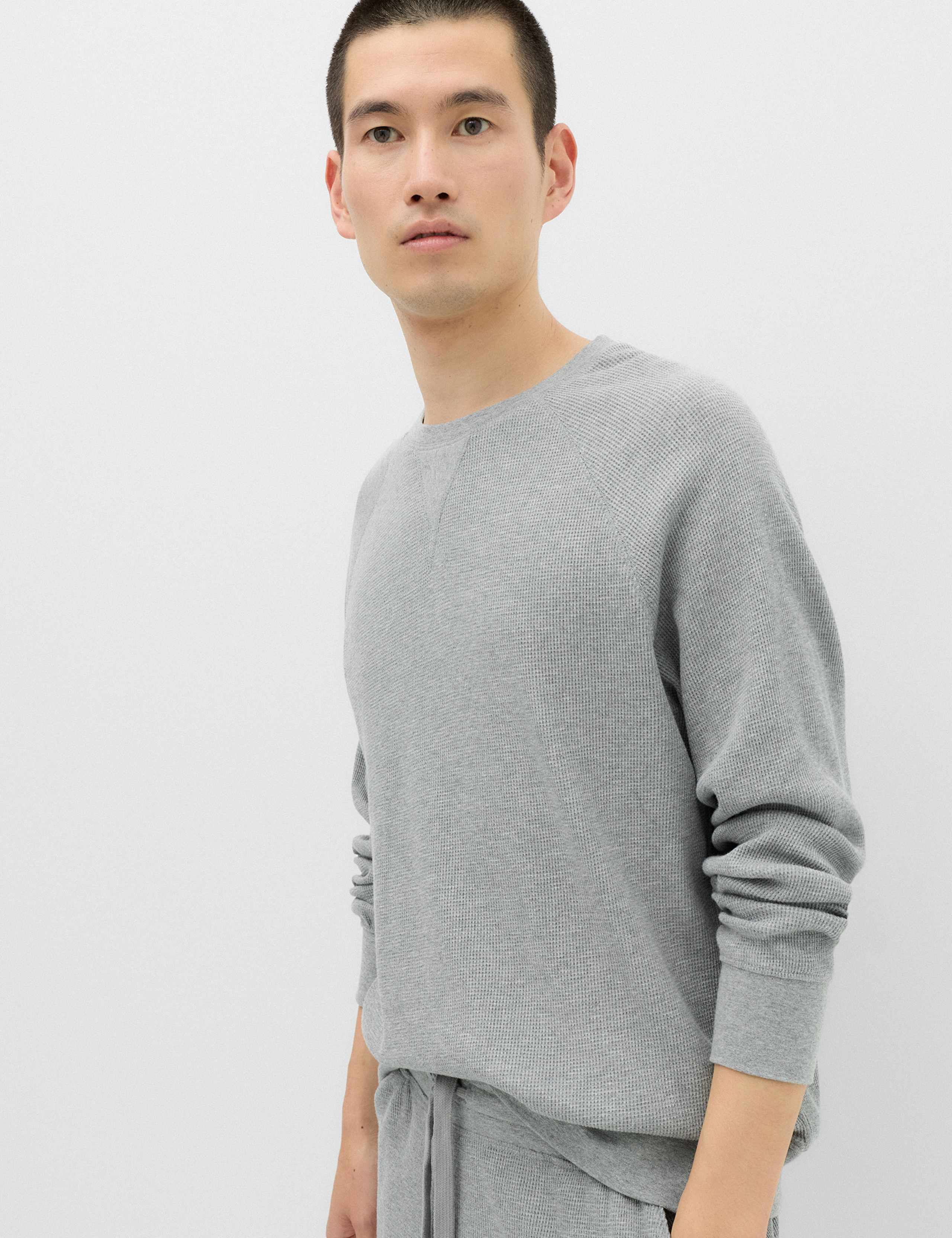Pure Cotton Waffle Loungewear Sweatshirt