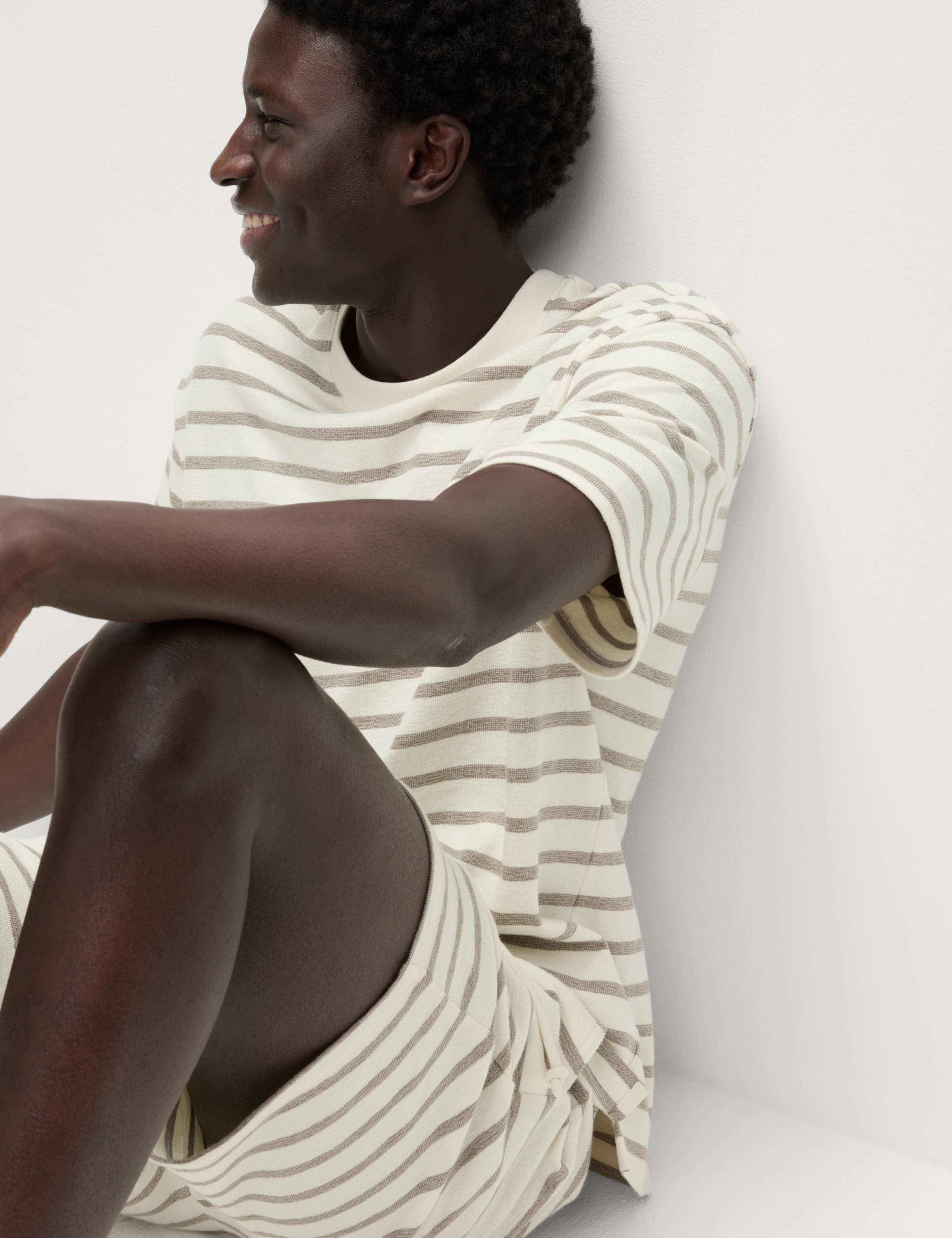 Pure Cotton Textured Striped Loungewear Top