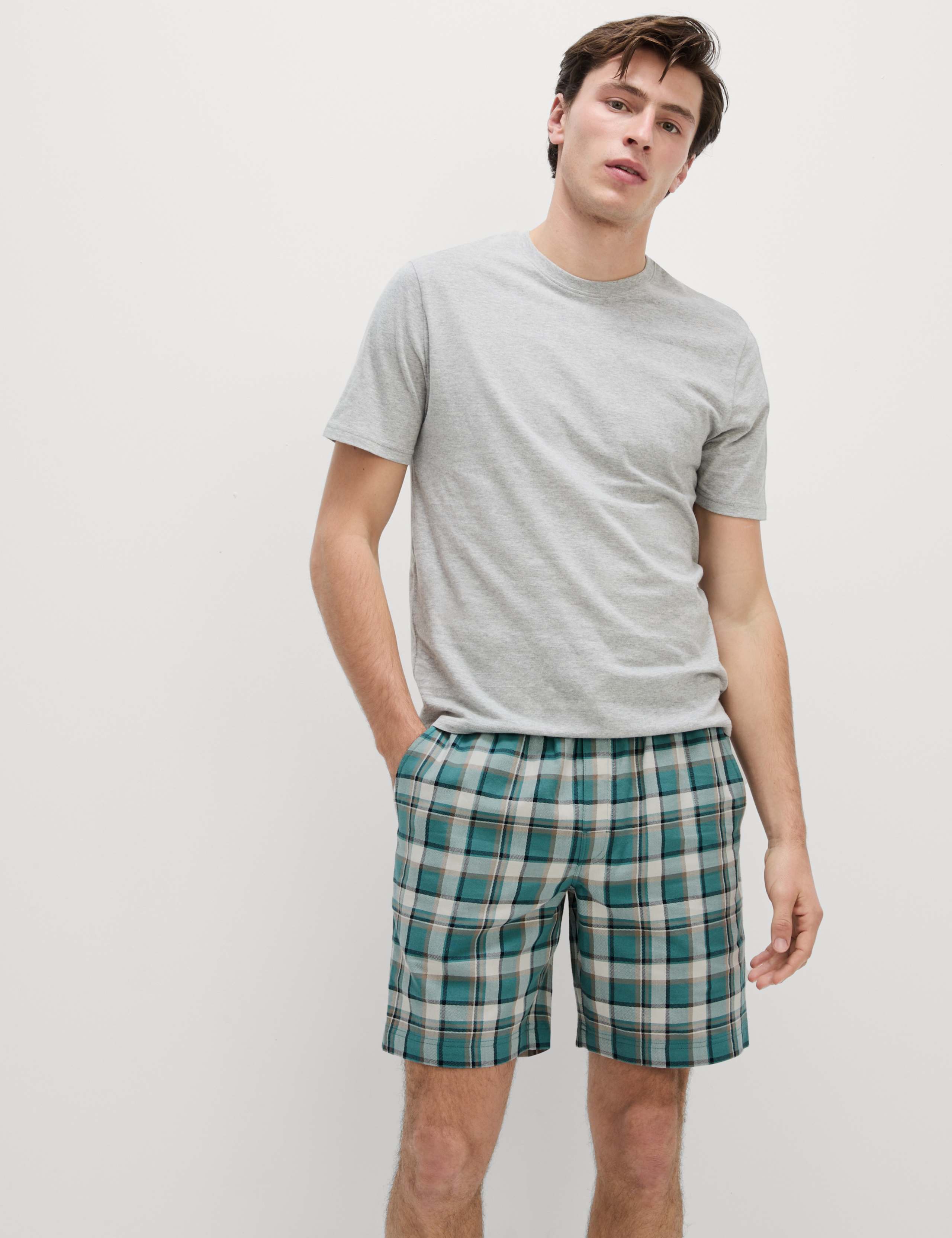 Pure Cotton Checked Loungewear Shorts