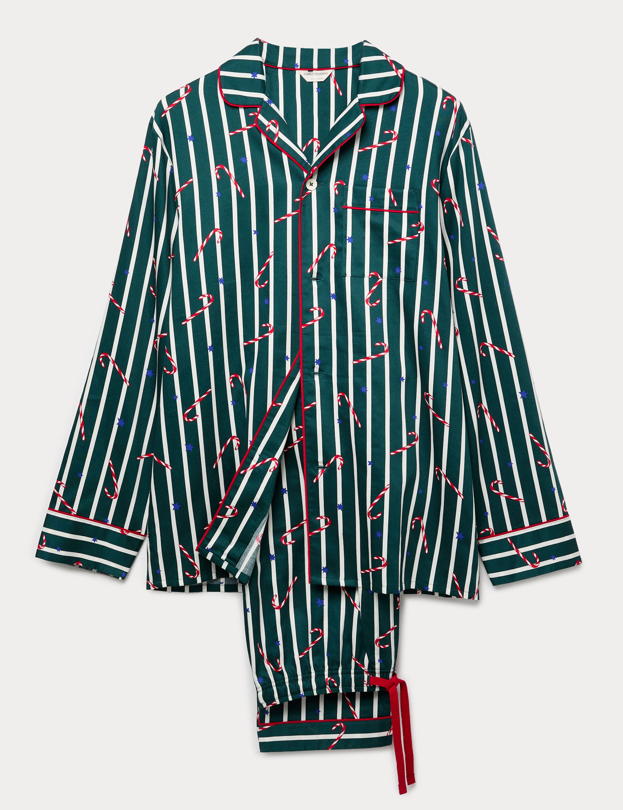 Pure Cotton Candy Cane Christmas Pyjama Set