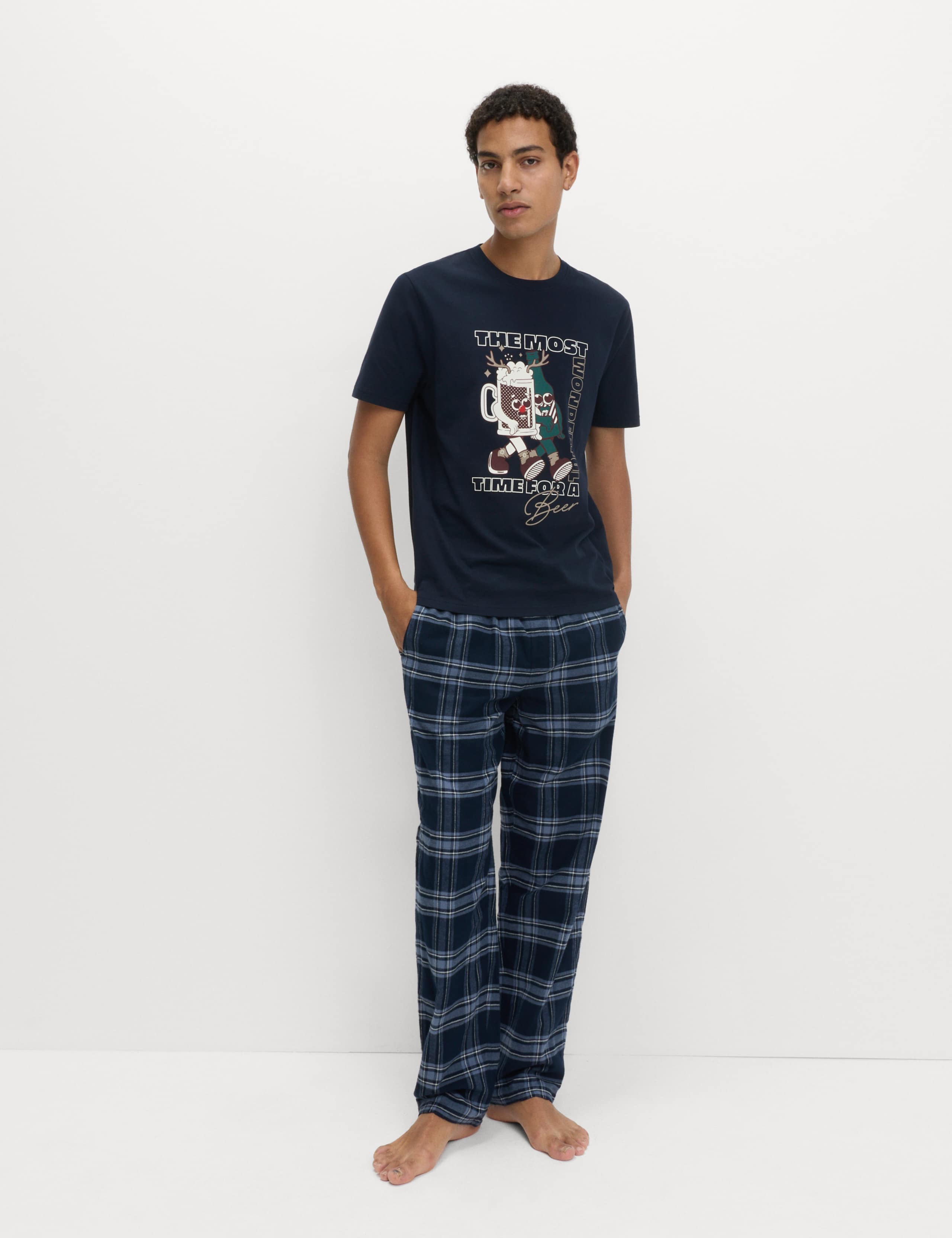 Pure Cotton Christmas Beer Loungewear Top