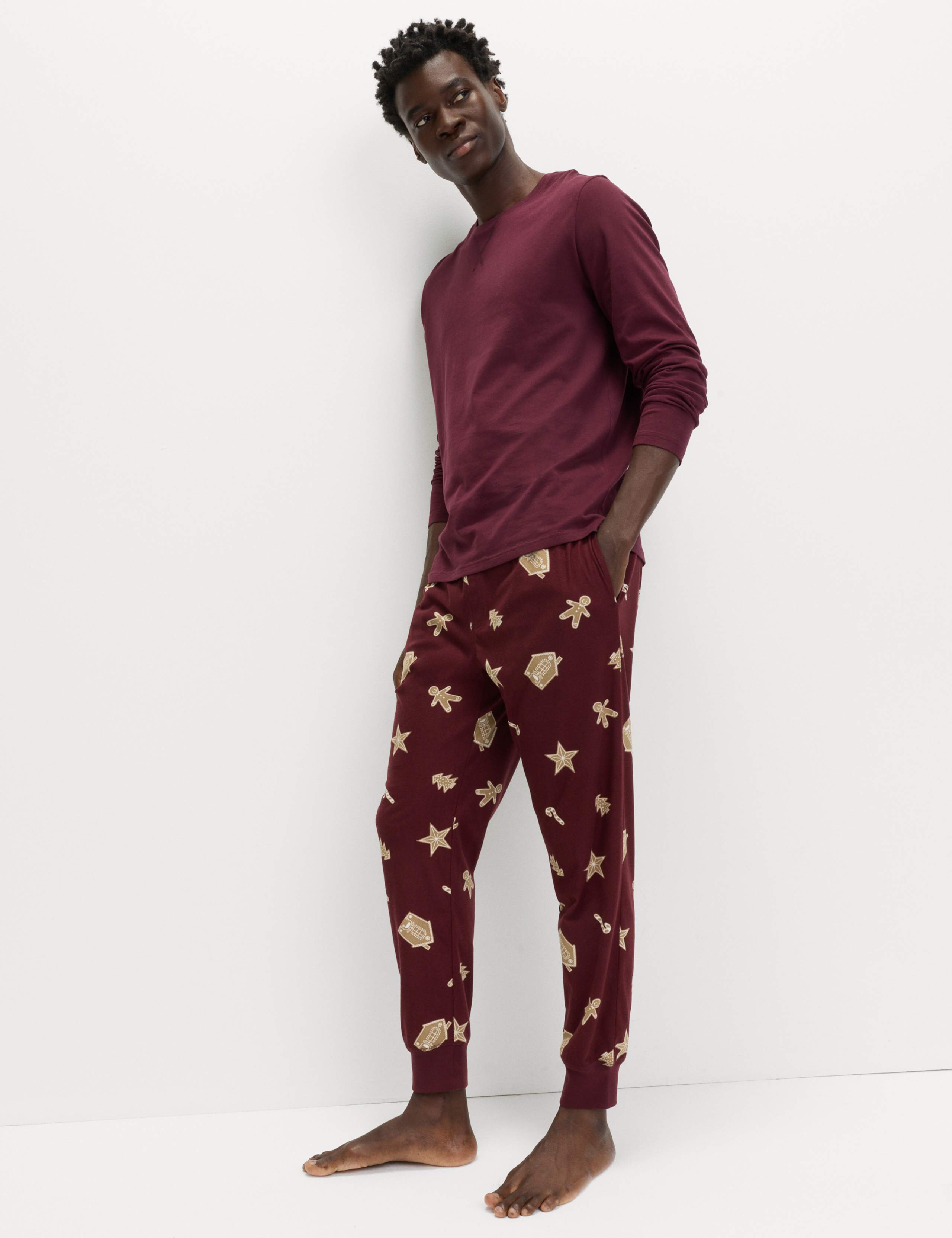 Pure Cotton Christmas Joggers Pyjama Set