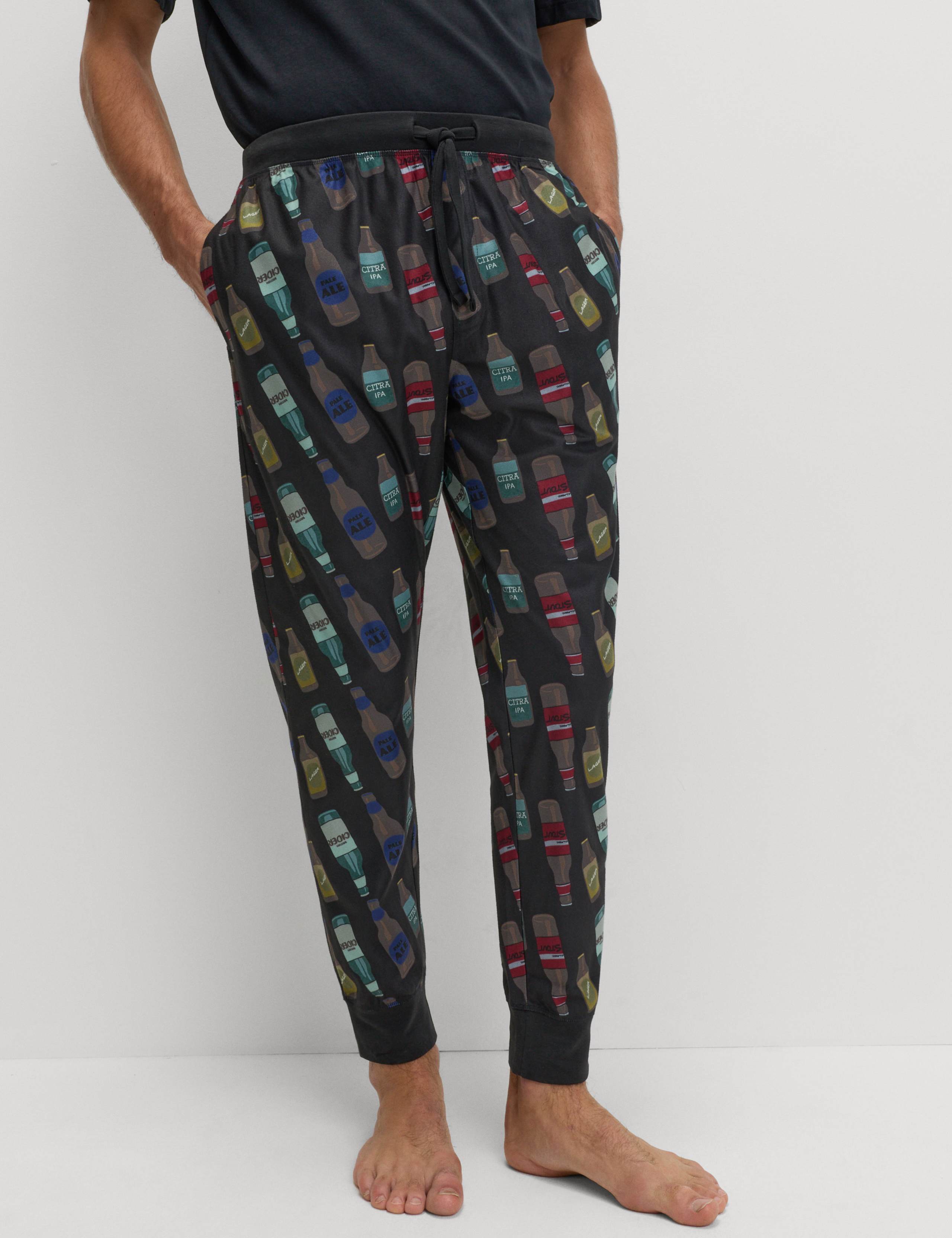 Pure Cotton Beer Print Joggers