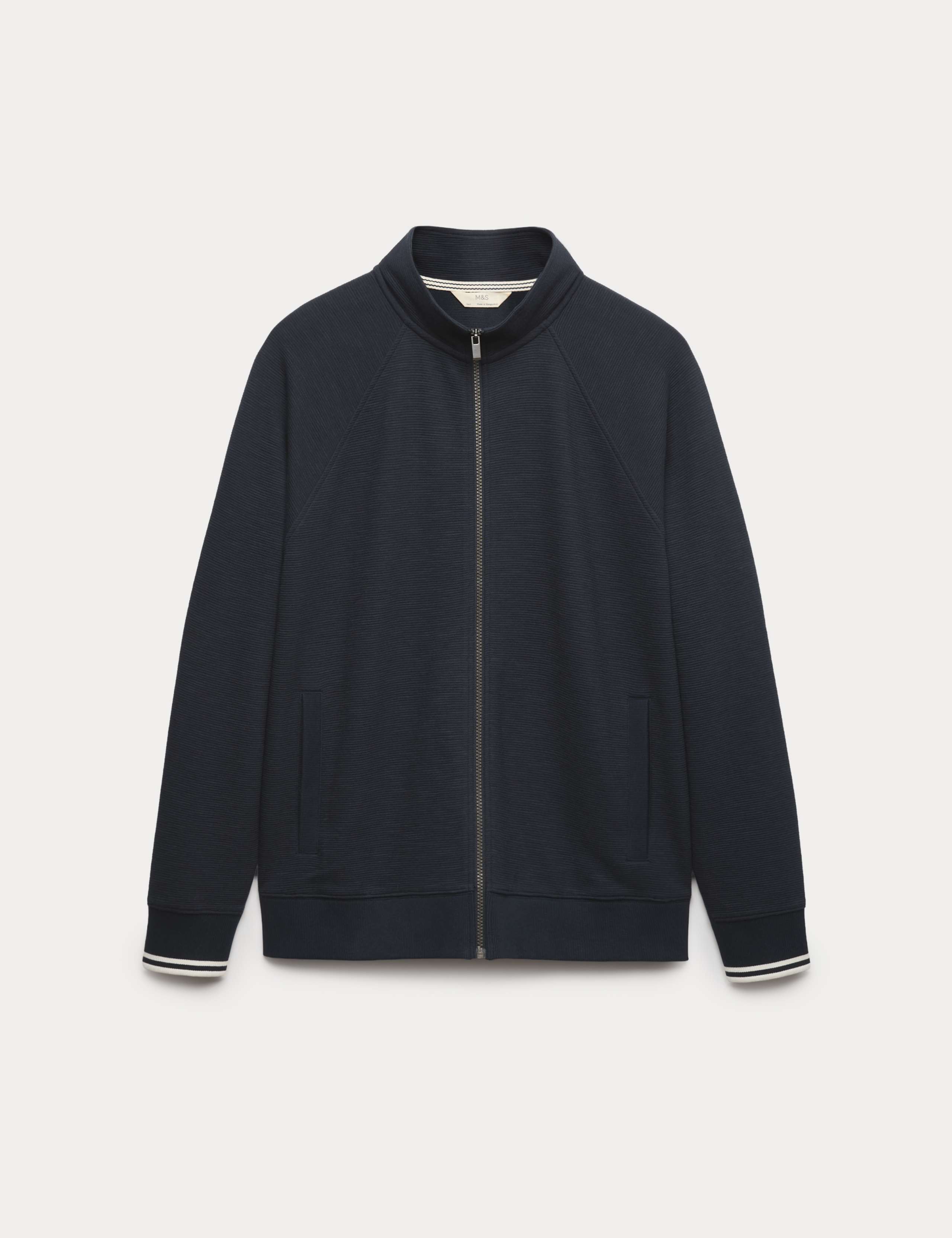 Cotton Rich Rib Zip Up Loungewear Top