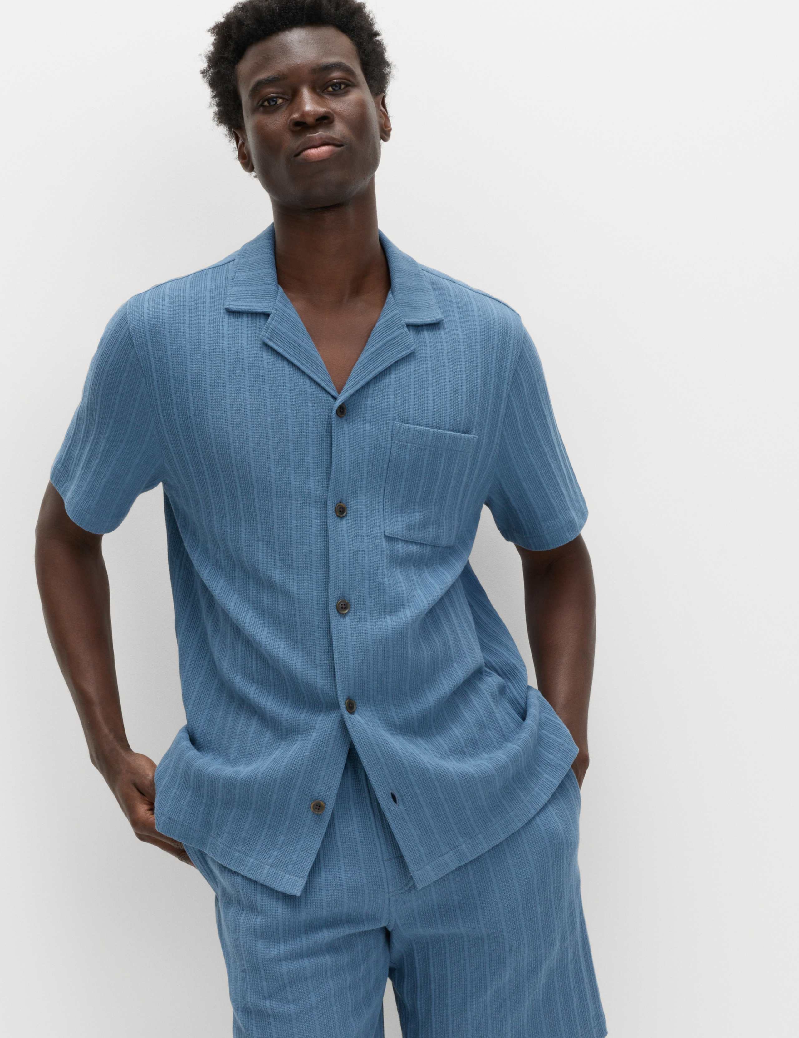 Cotton Rich Jersey Textured Loungewear Top