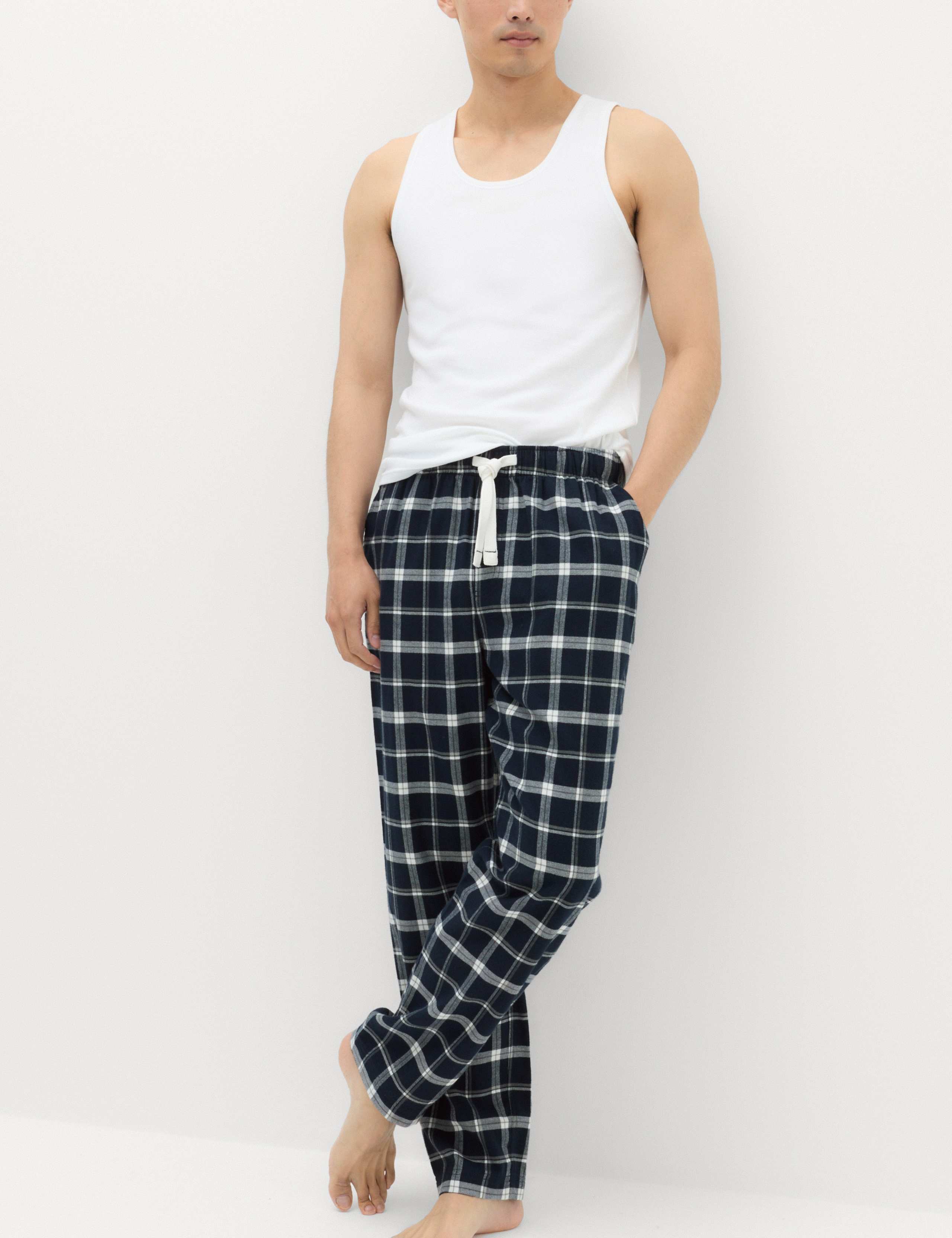 Pure Cotton Checked Loungewear Bottoms