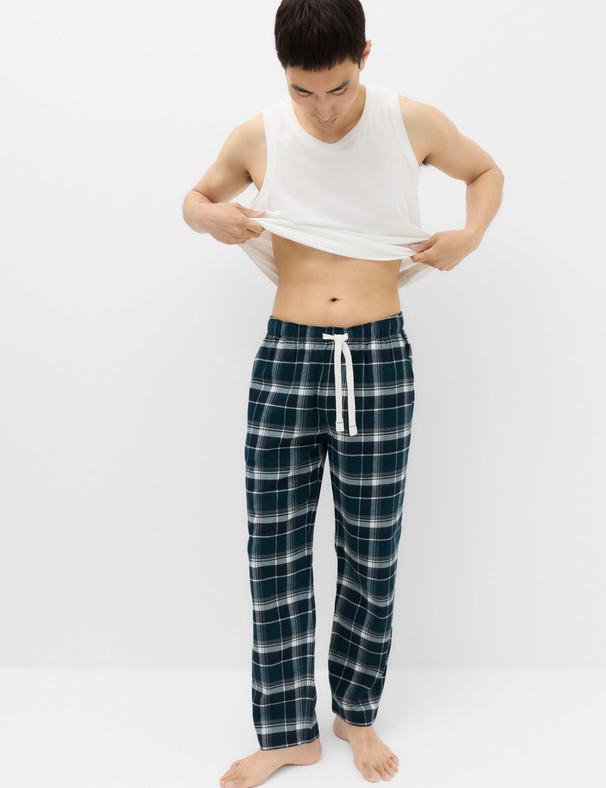 Pure Cotton Checked Loungewear Bottoms