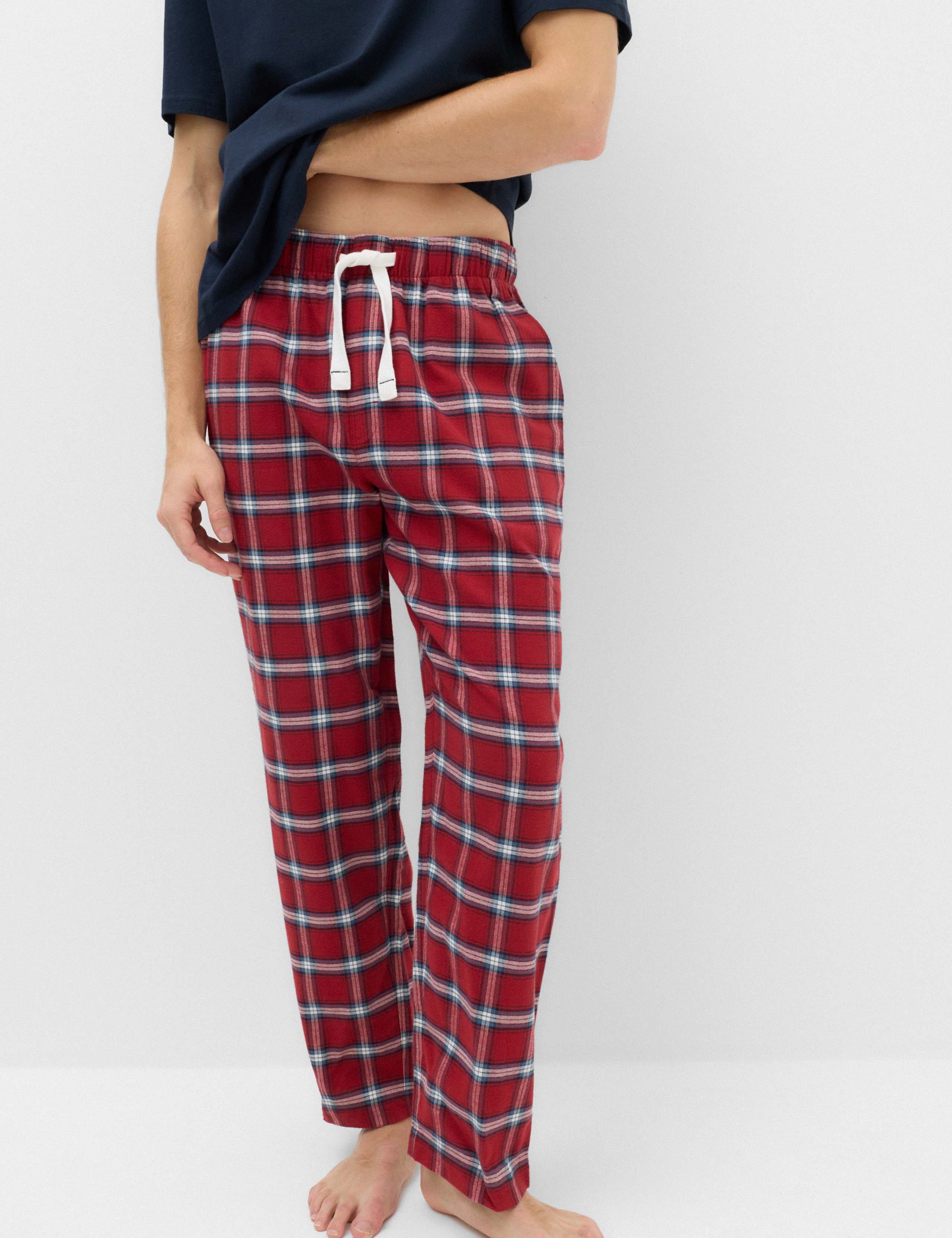 Pure Cotton Checked Pyjama Bottoms