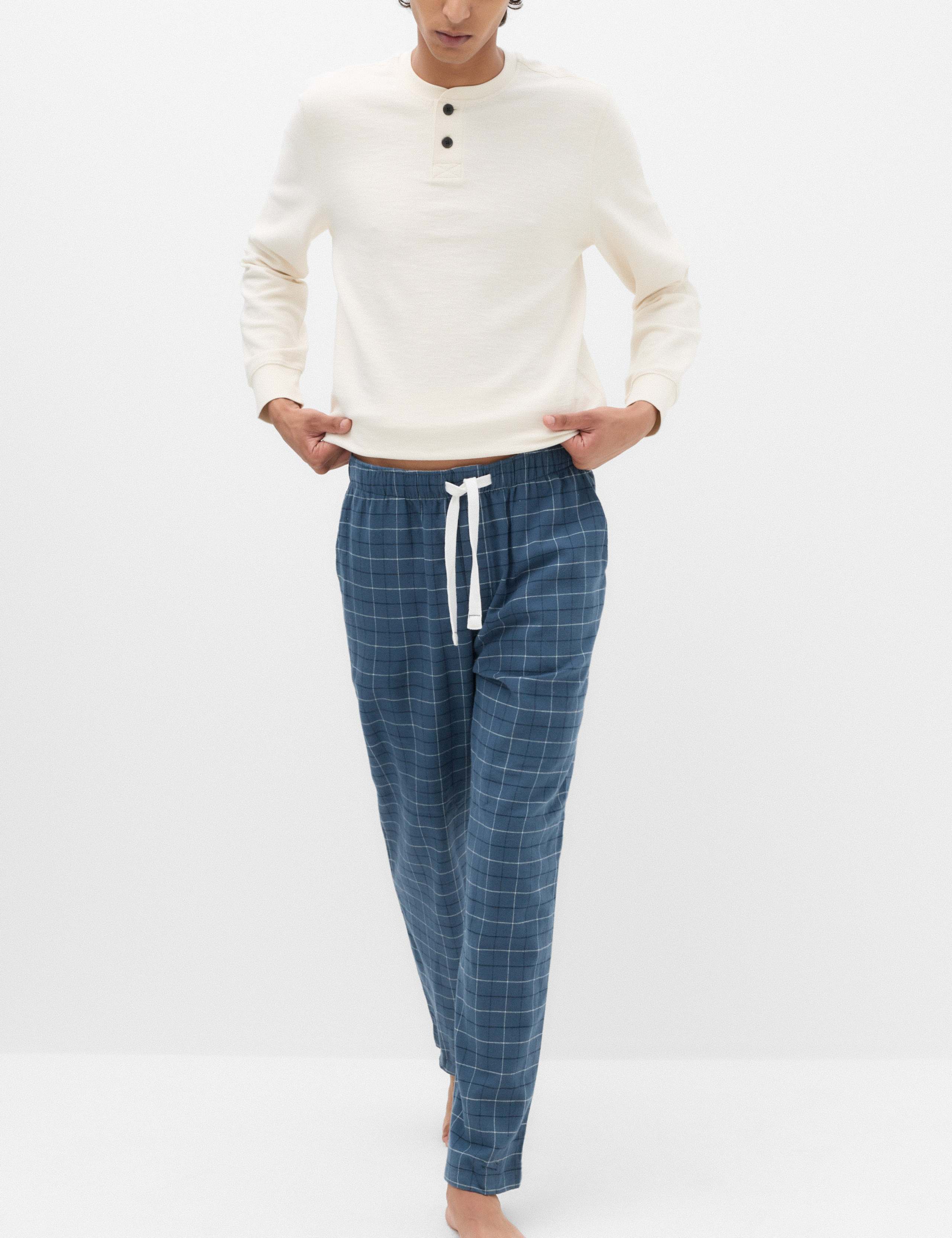 Pure Cotton Checked Pyjama Bottoms