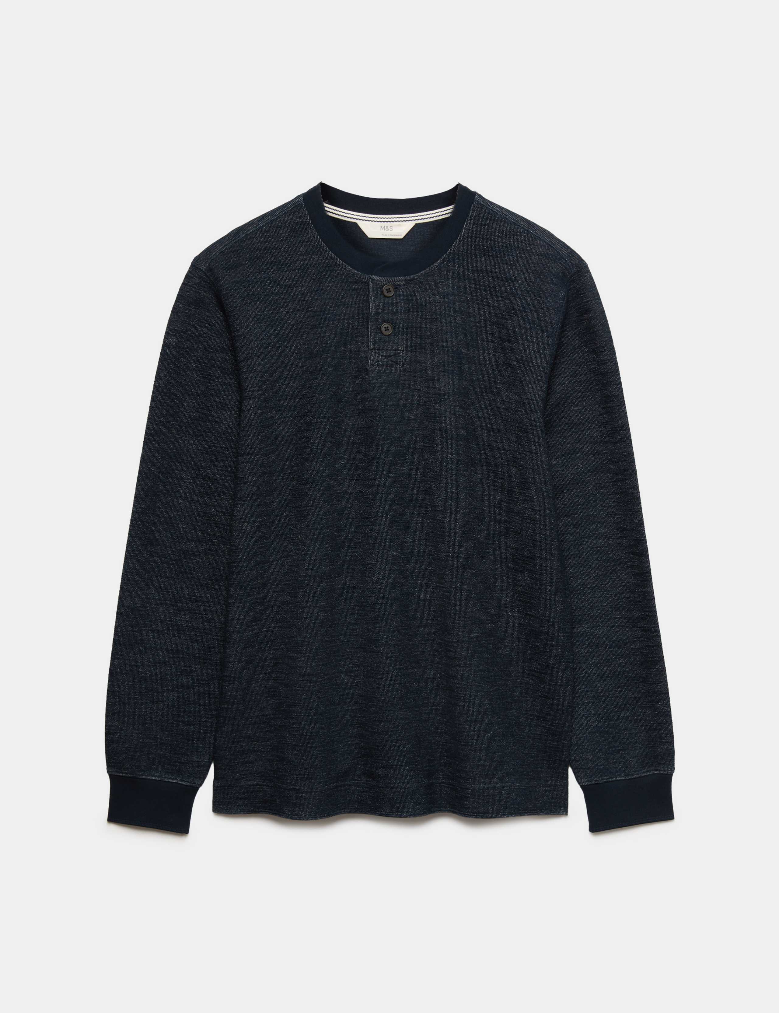 Cotton Rich Textured Henley Loungewear Top