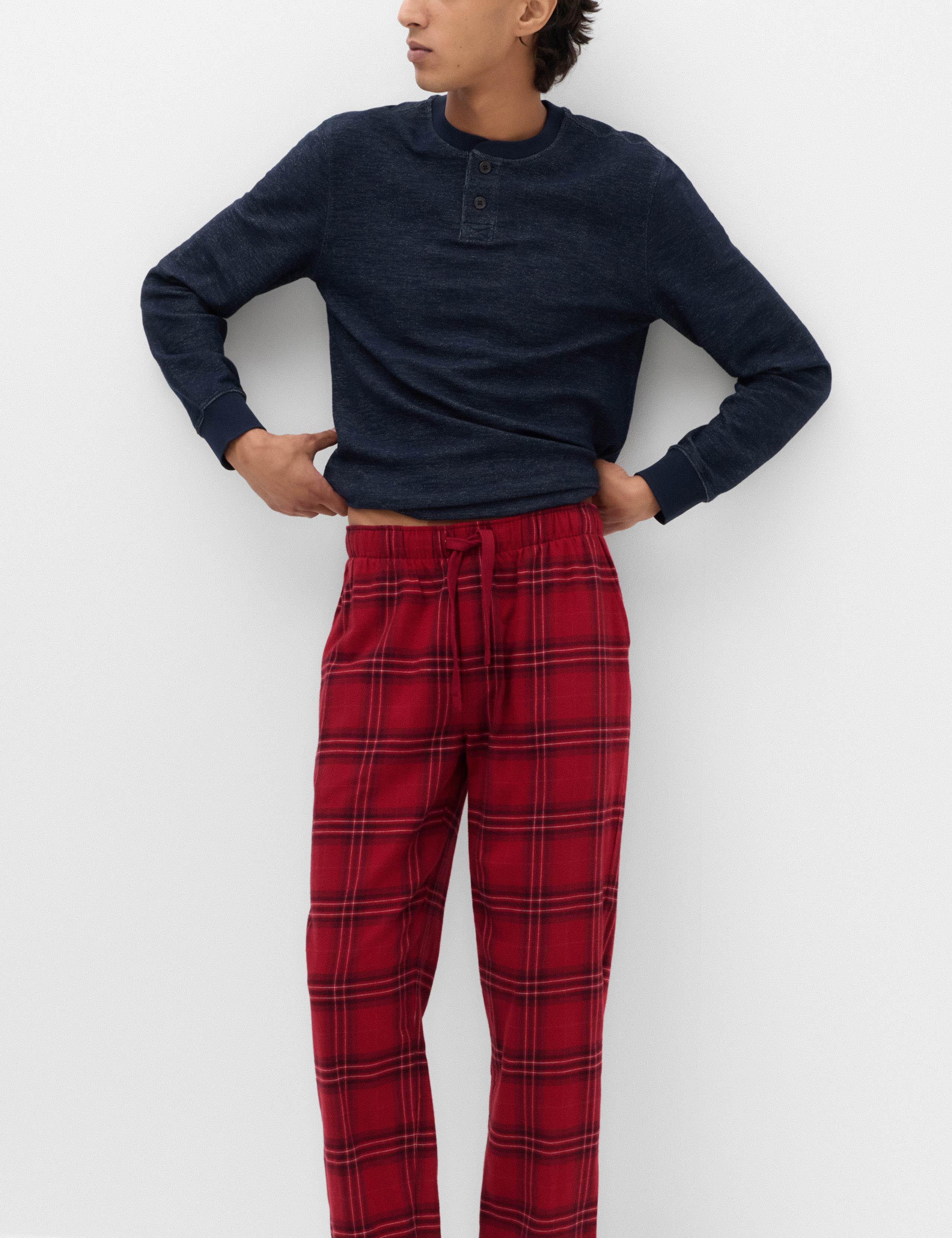 Pure Cotton Checked Pyjama Bottoms