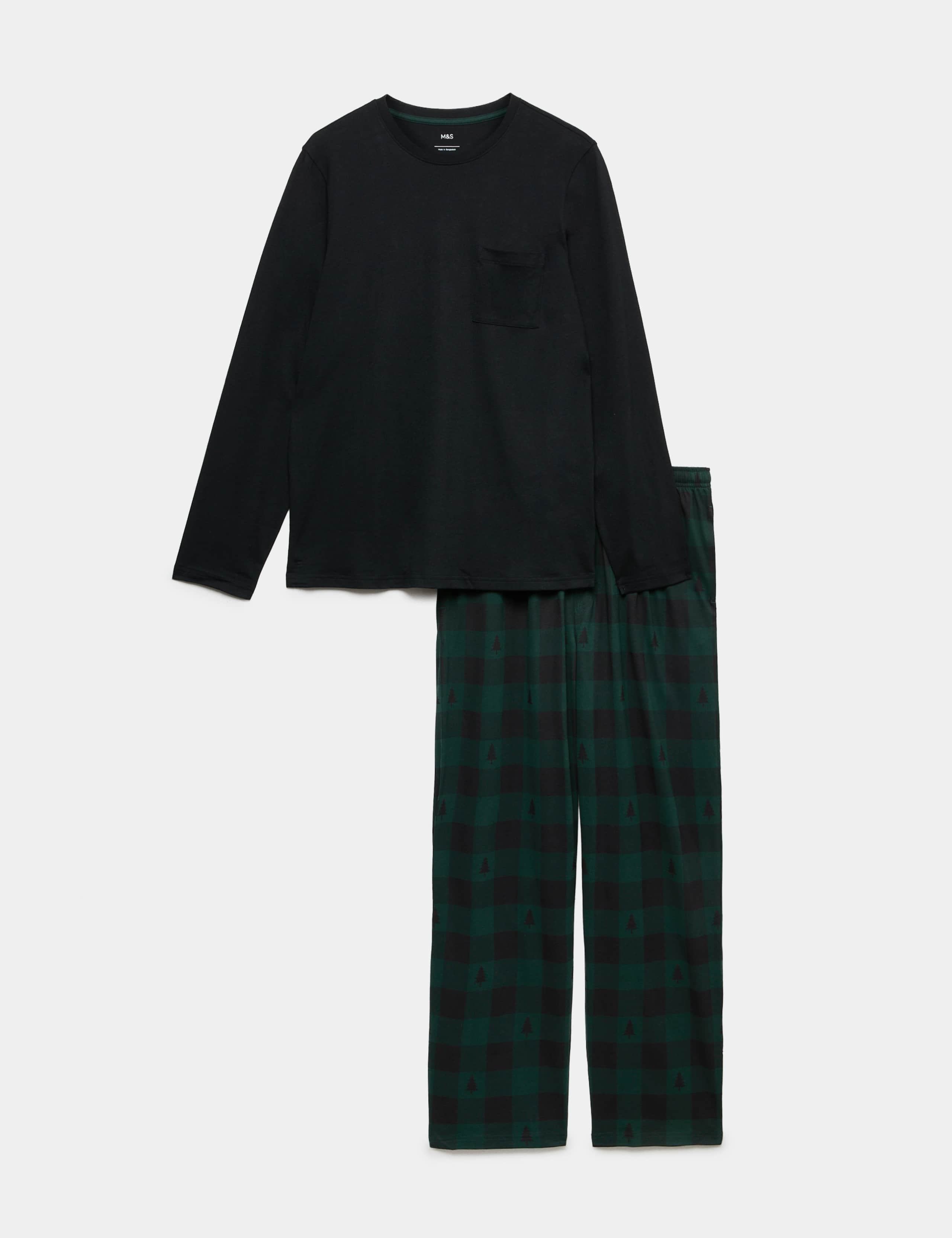 Pure Cotton Checked Elasticated Pyjama Set