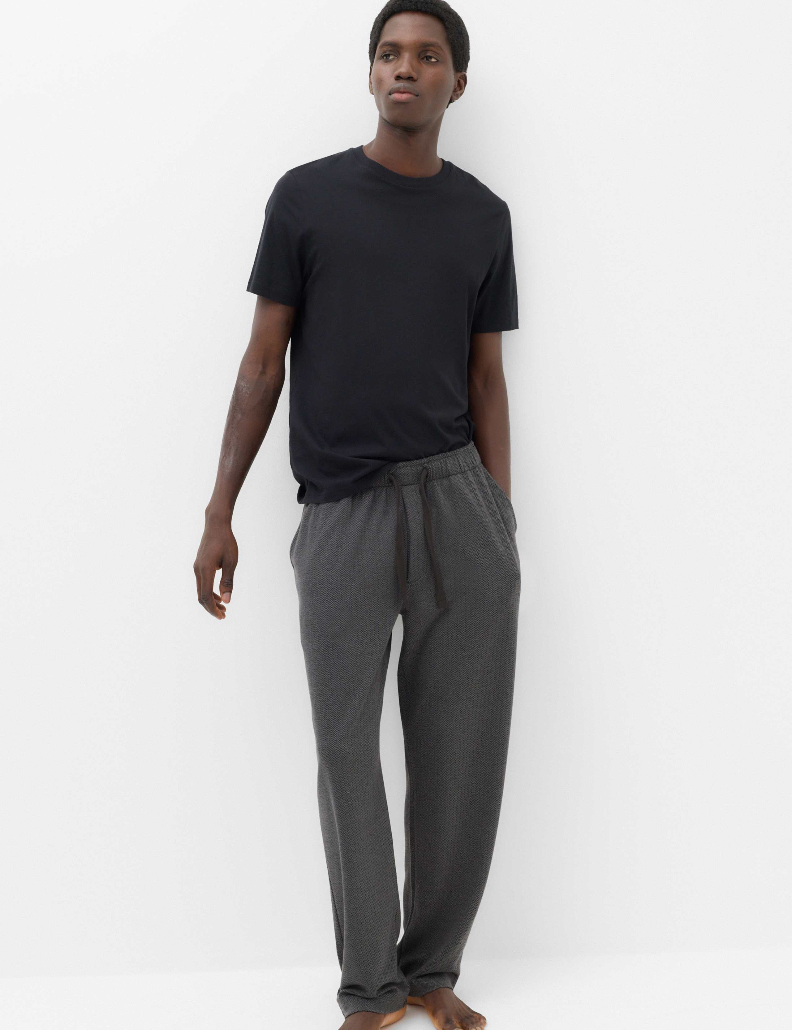 Herringbone Print Elasticated Pyjamas Bottoms