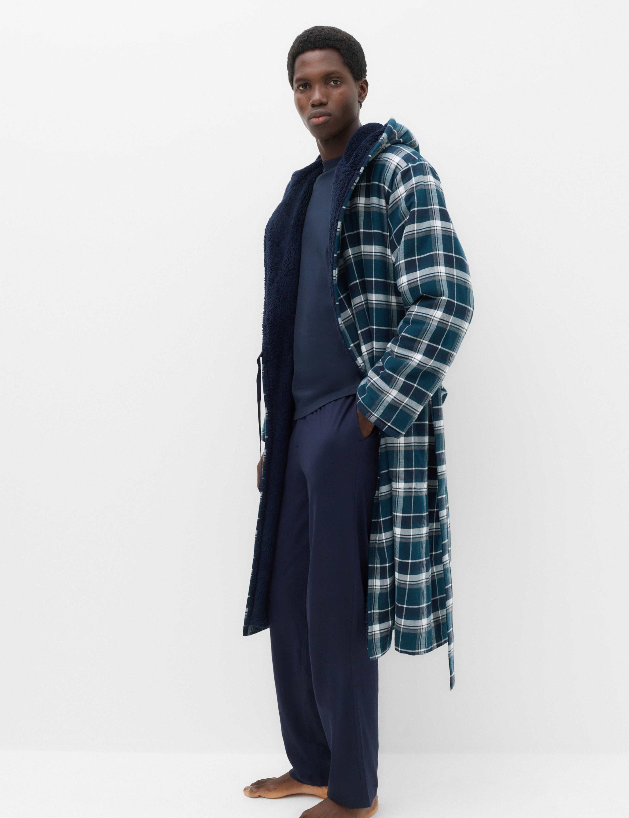 Pure Cotton Bonded Checked Dressing Gown