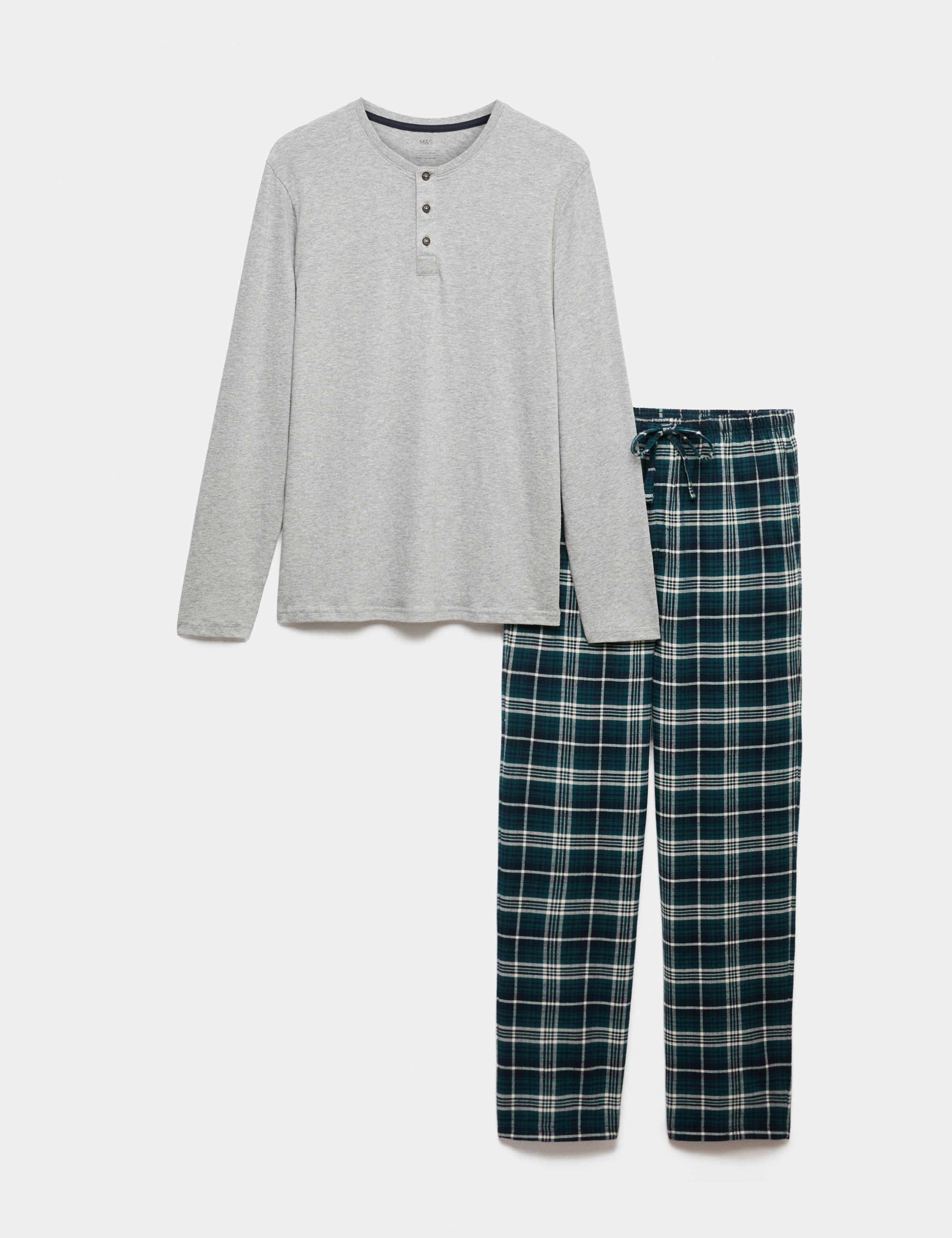 Pure Cotton Henley Check Pyjama Set