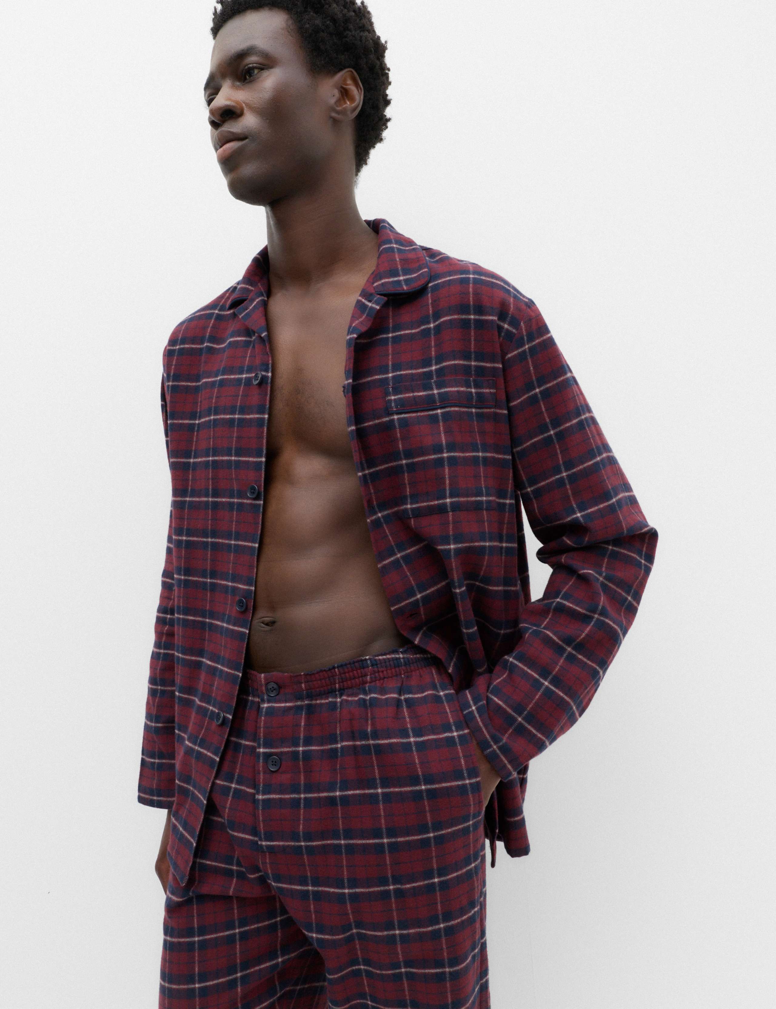 Pure Cotton Brushed Checked Pyjama Set