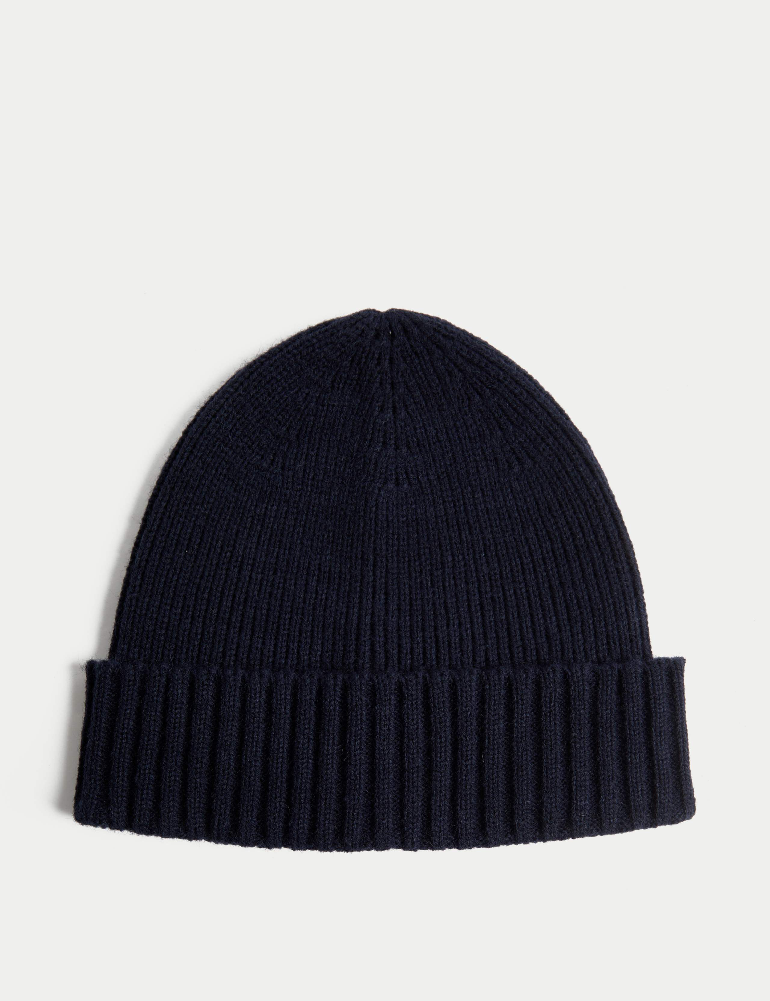 Wool Blend Knitted Beanie Hat