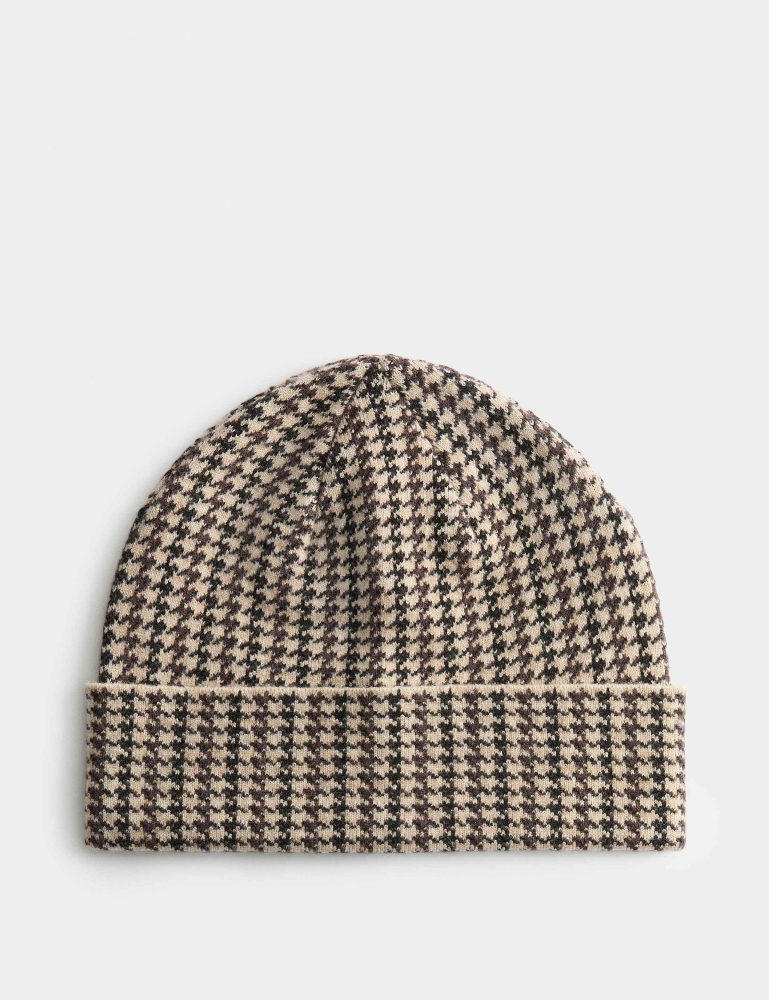 Houndstooth Knitted Beanie Hat