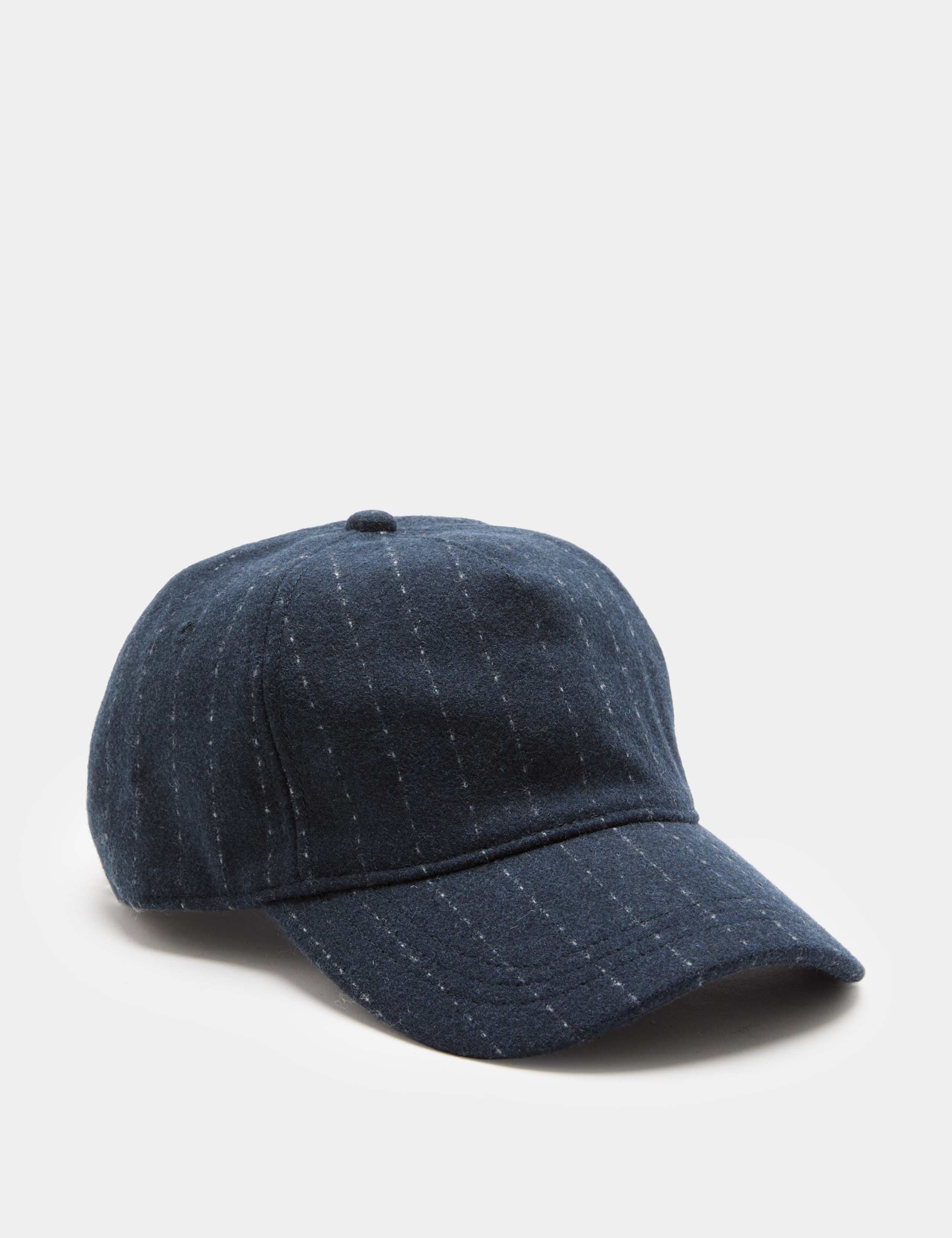 Wool Blend Striped Baseball Cap