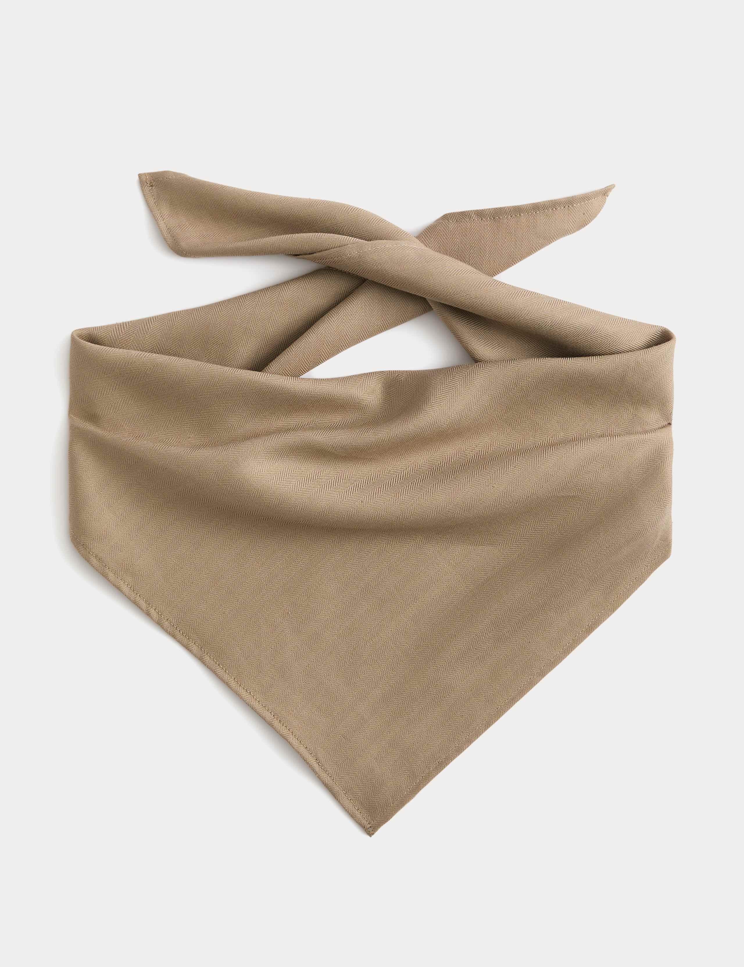 Linen Blend Herringbone Bandana Scarf