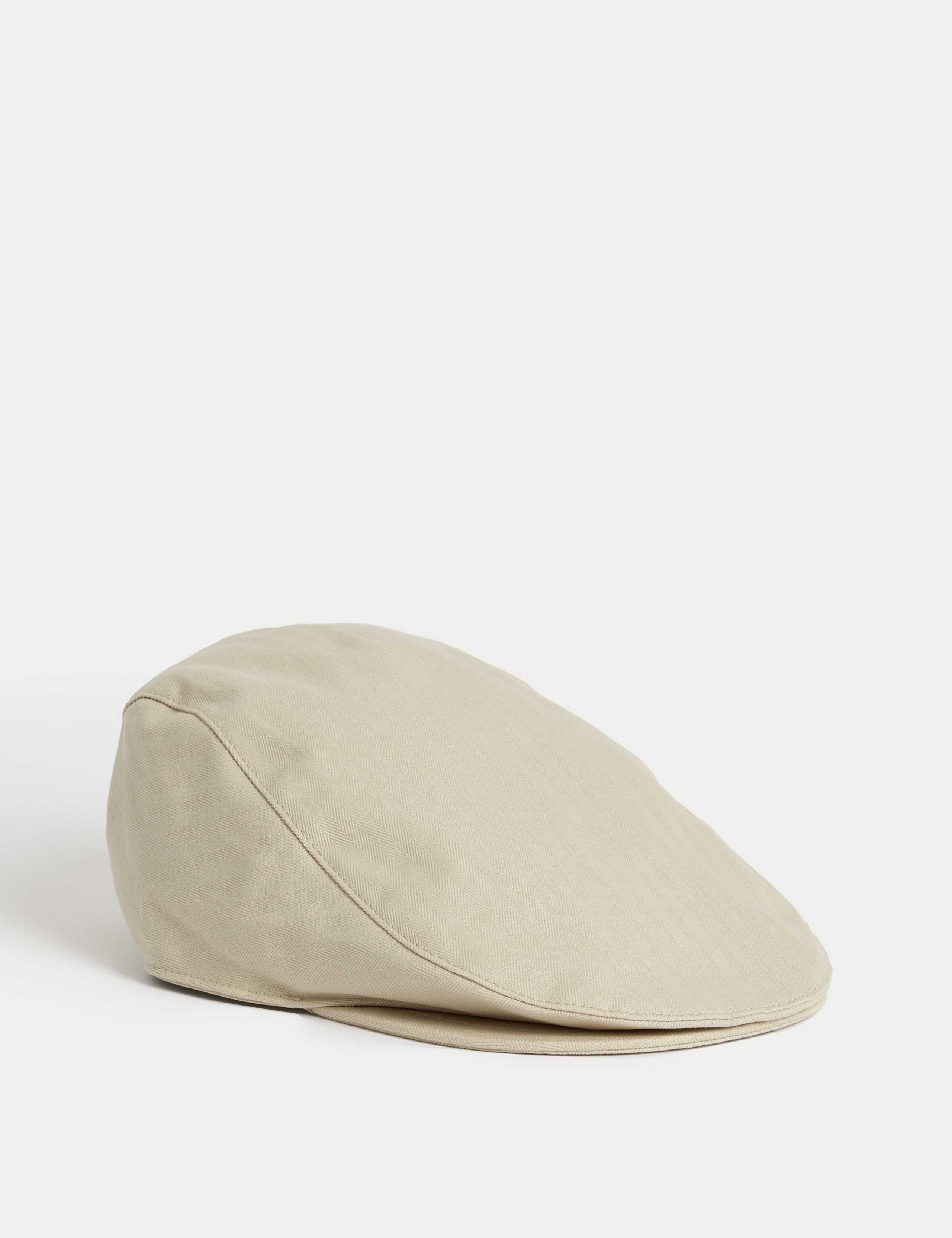 Pure Cotton Herringbone Flat Cap