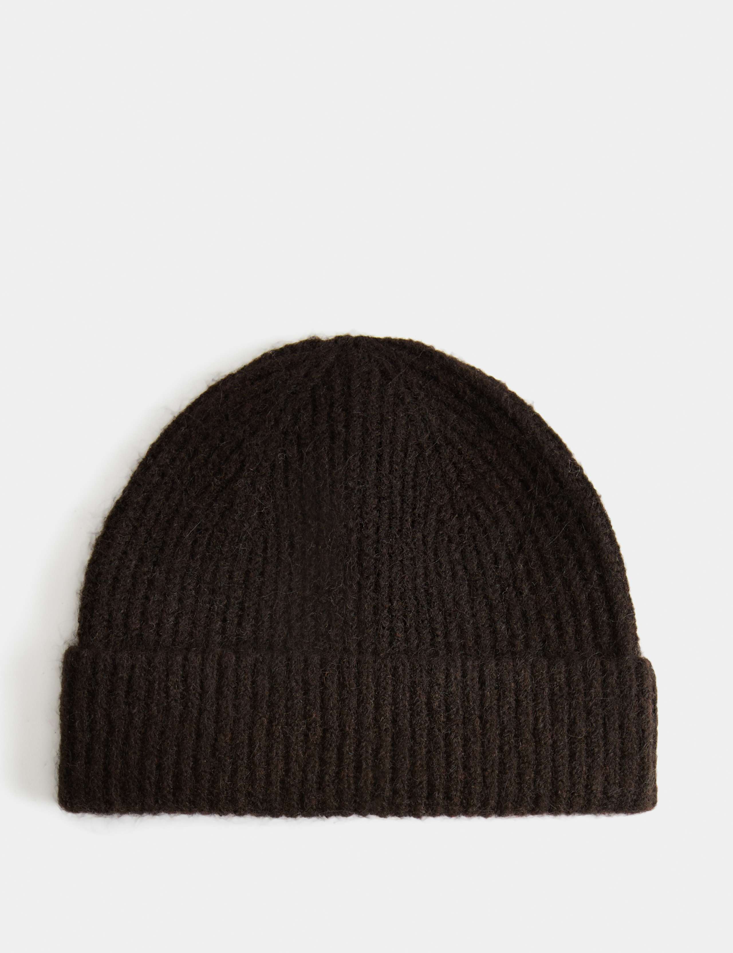 Textured Ribbed Beanie Hat with Wool
