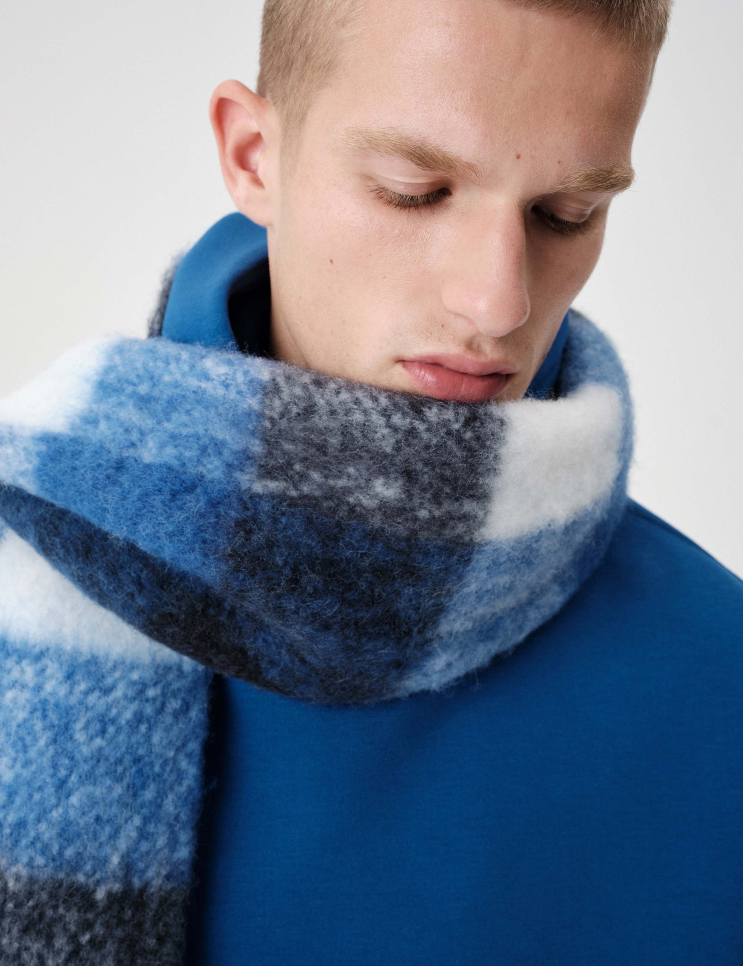Wool Blend Checked Chunky Scarf