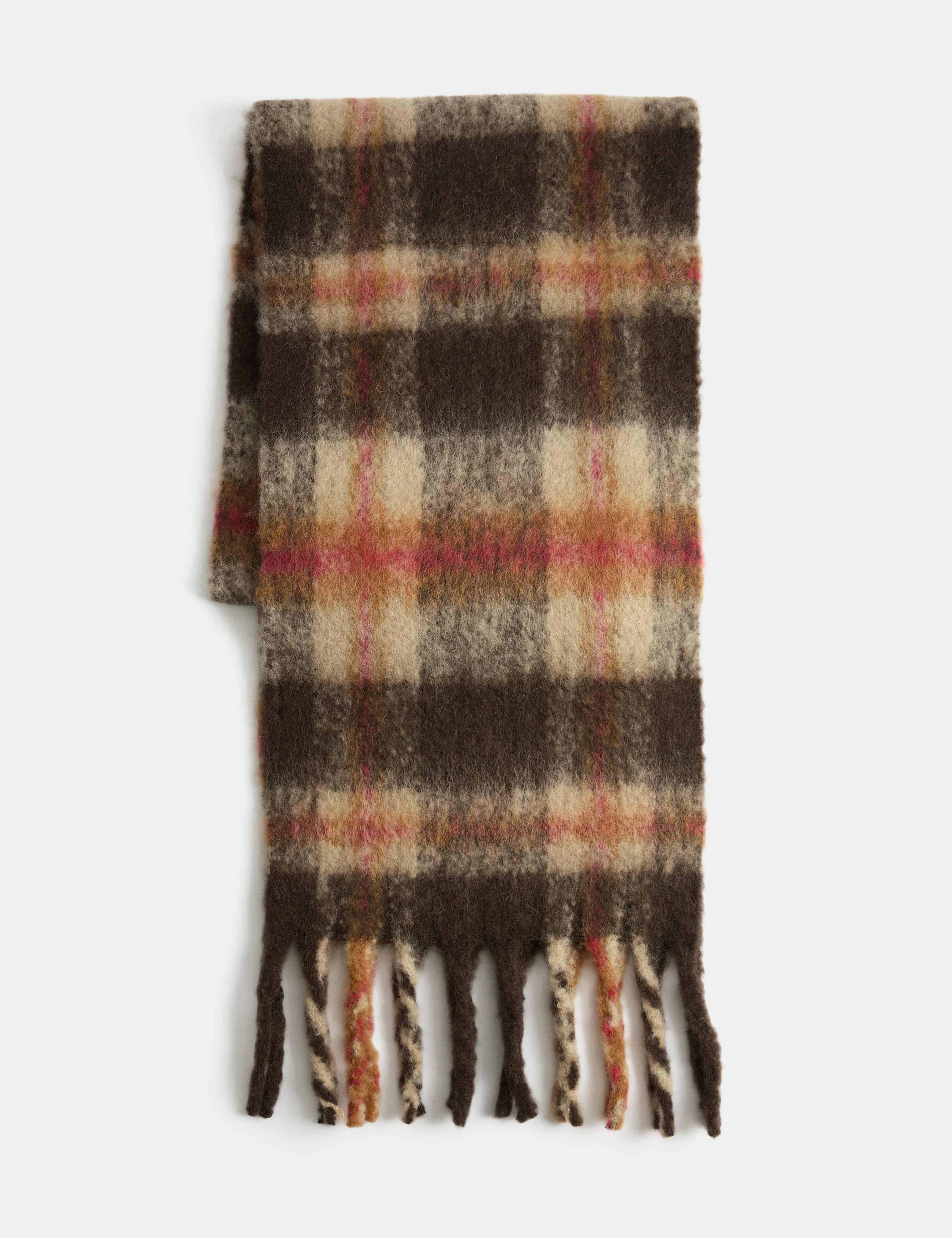 Wool Blend Checked Chunky Scarf