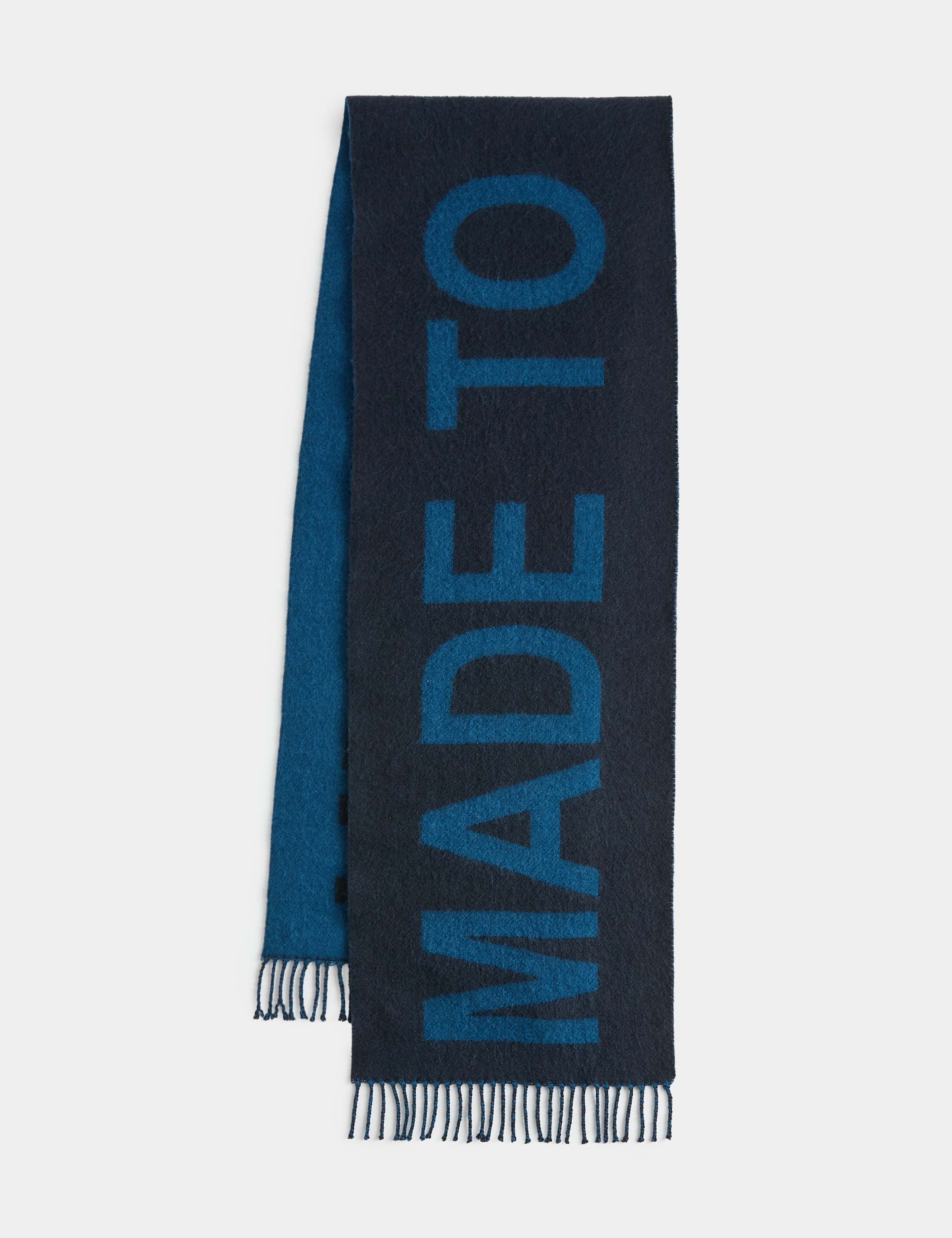 Wool Blend Slogan Oversized Scarf