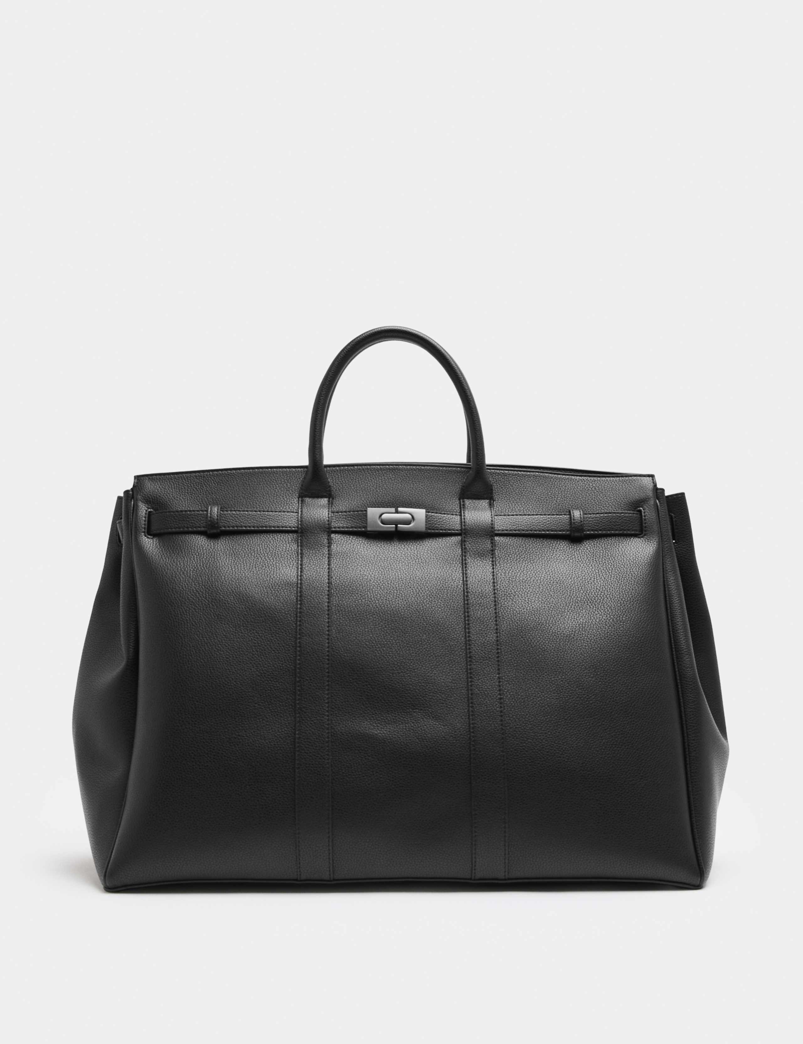 Mock Leather Buckle Weekend Bag